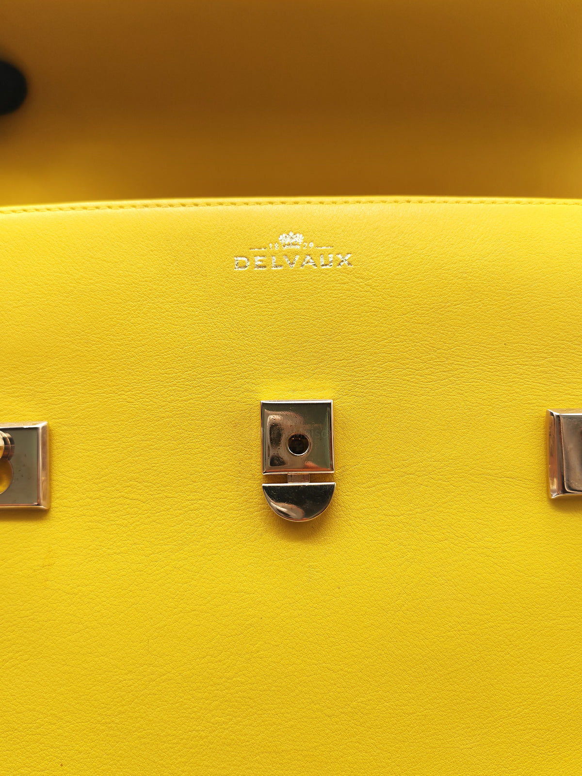 Delvaux Tempete Handbag in Yellow Crisp Calf Leather and Gold Hardware | Purse Maison Luxury Bags Shop