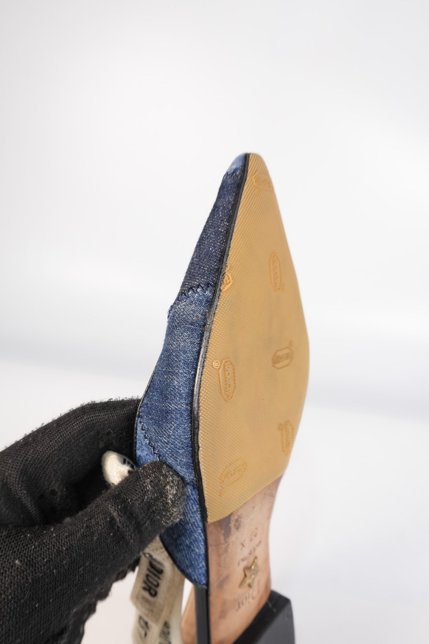 Denim Ribbon Patchwork J'Adior Slingback Ballet Flats Size 37EU (23.5 cm) | Purse Maison Luxury Bags Shop