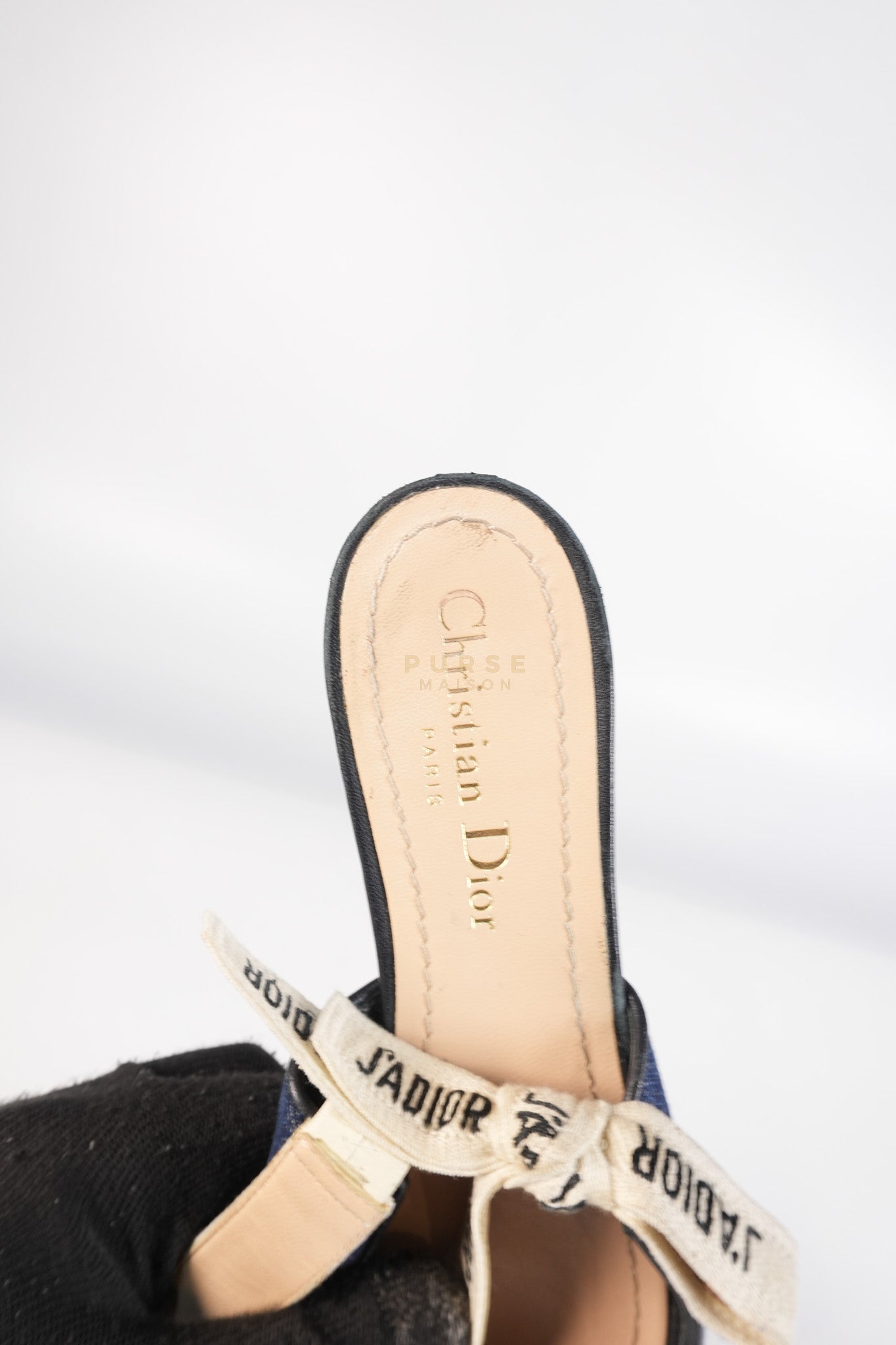 Denim Ribbon Patchwork J'Adior Slingback Ballet Flats Size 37EU (23.5 cm) | Purse Maison Luxury Bags Shop
