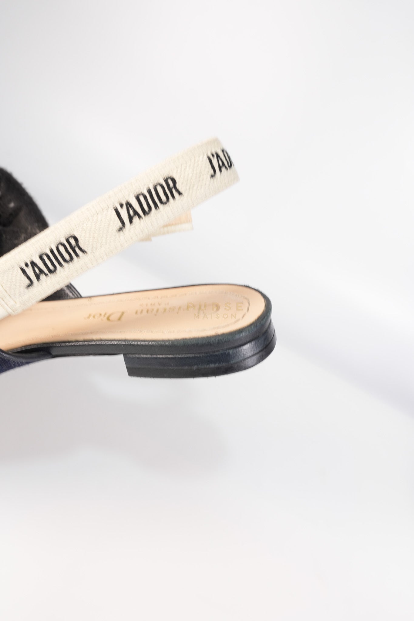 Denim Ribbon Patchwork J'Adior Slingback Ballet Flats Size 37EU (23.5 cm) | Purse Maison Luxury Bags Shop