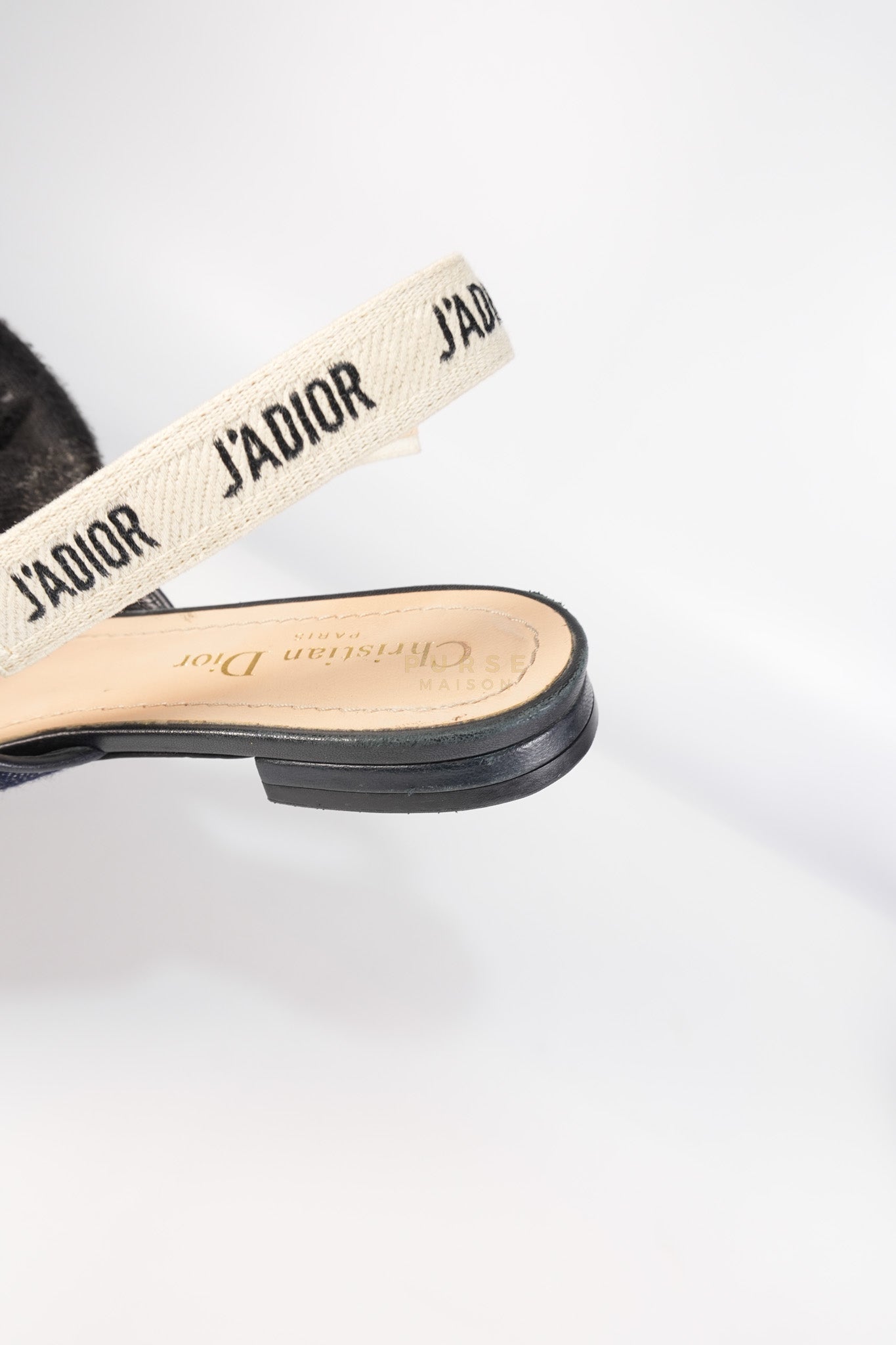 Denim Ribbon Patchwork J'Adior Slingback Ballet Flats Size 37EU (23.5 cm) | Purse Maison Luxury Bags Shop