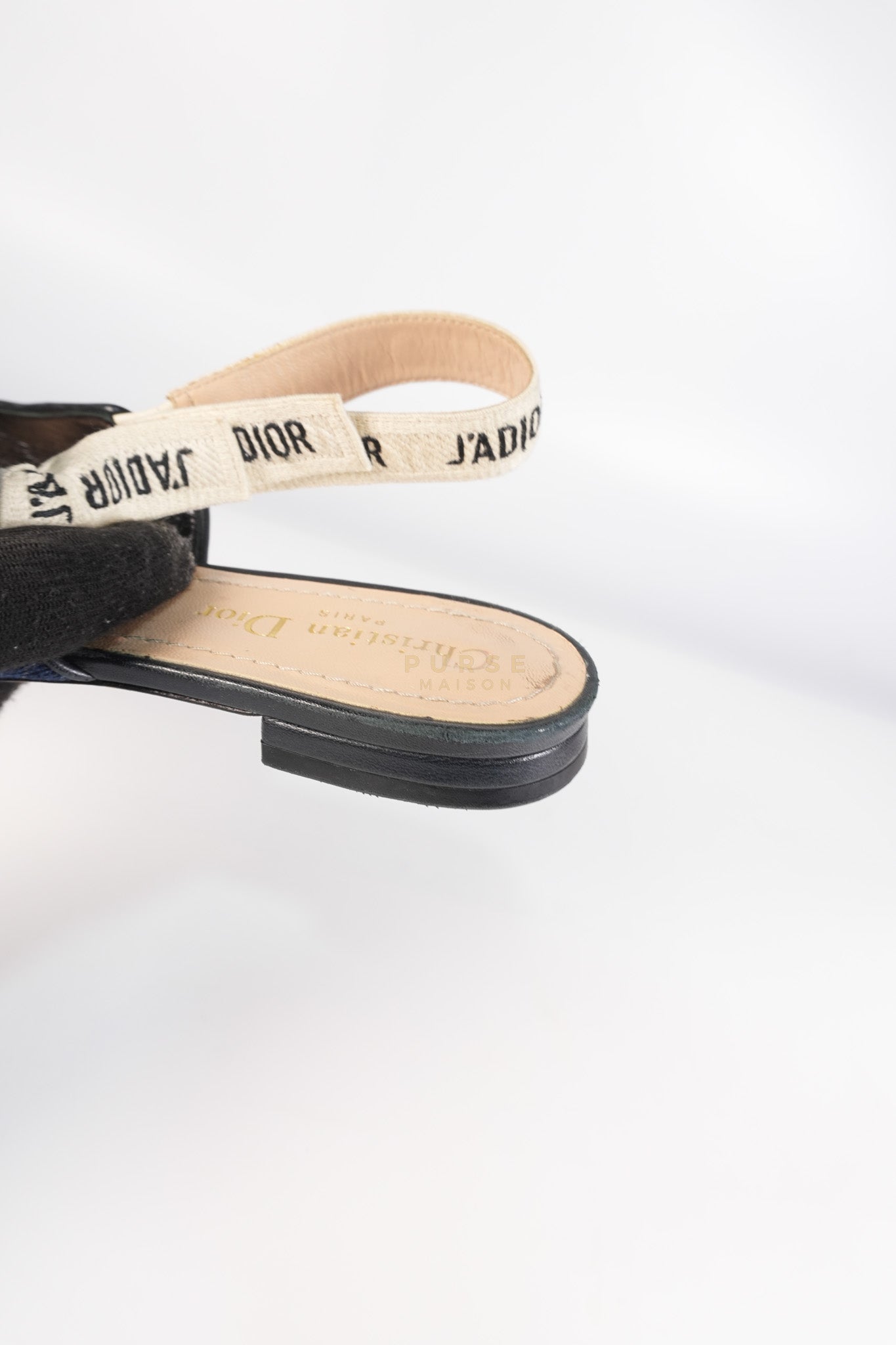 Denim Ribbon Patchwork J'Adior Slingback Ballet Flats Size 37EU (23.5 cm) | Purse Maison Luxury Bags Shop