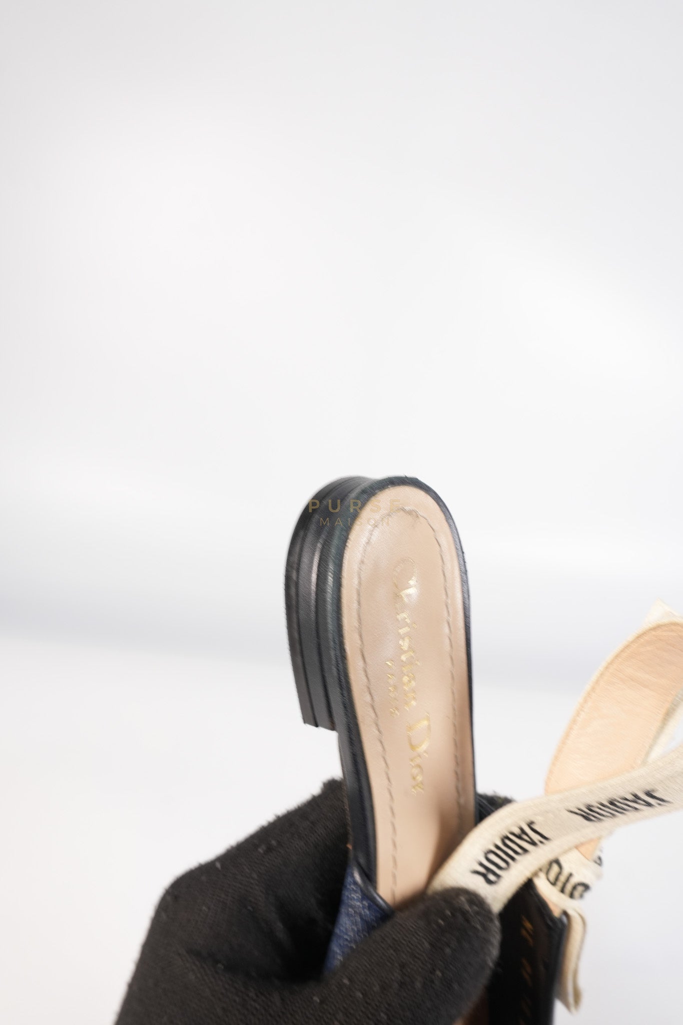 Denim Ribbon Patchwork J'Adior Slingback Ballet Flats Size 37EU (23.5 cm) | Purse Maison Luxury Bags Shop