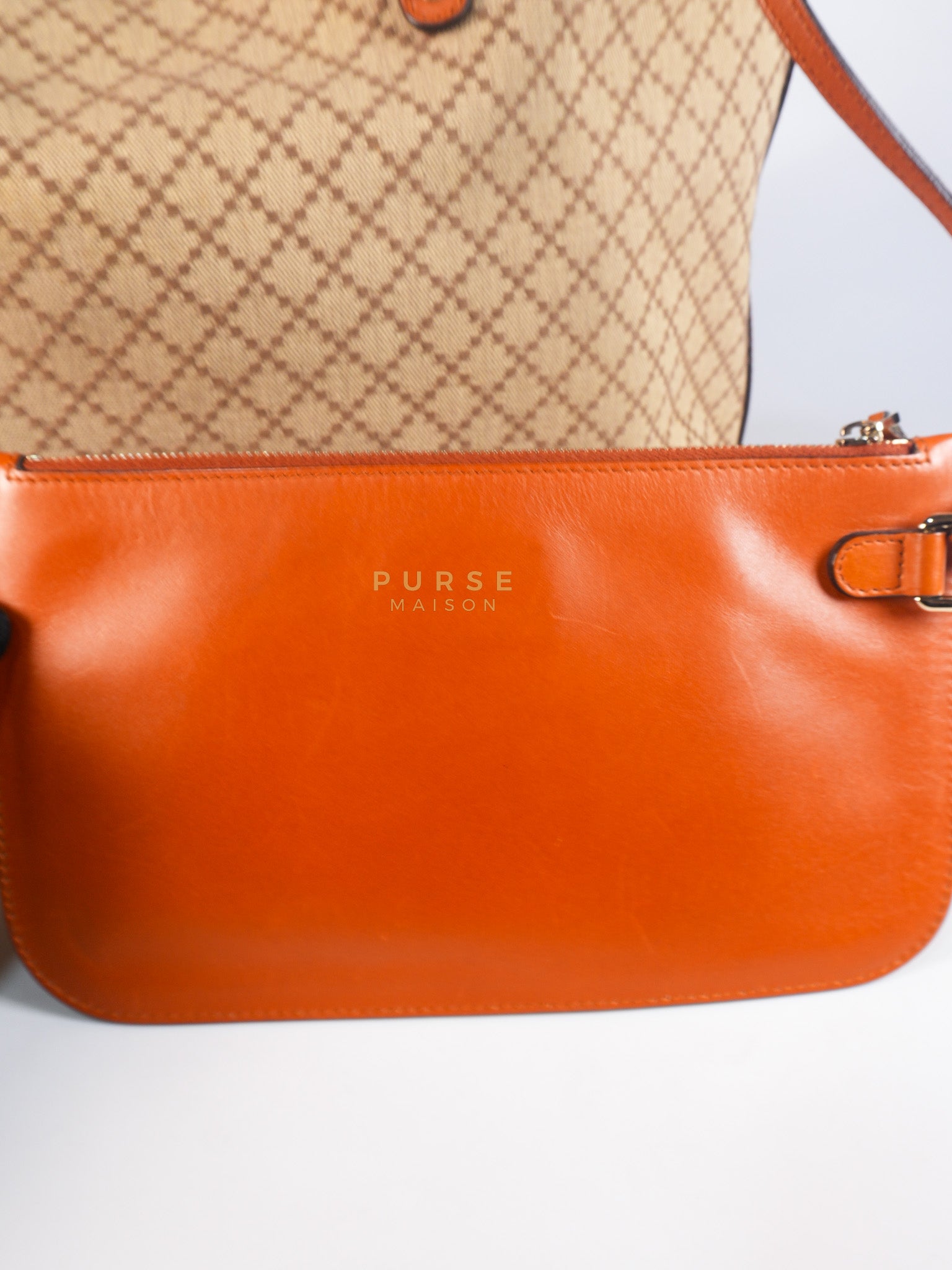 Diamante Plus Craft Tote Bag in Beige/Orange | Purse Maison Luxury Bags Shop