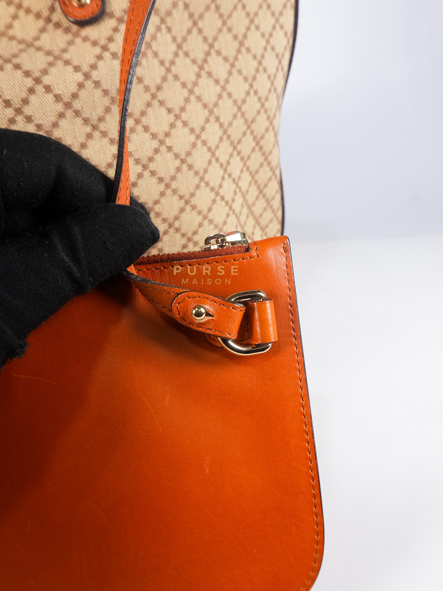 Diamante Plus Craft Tote Bag in Beige/Orange | Purse Maison Luxury Bags Shop