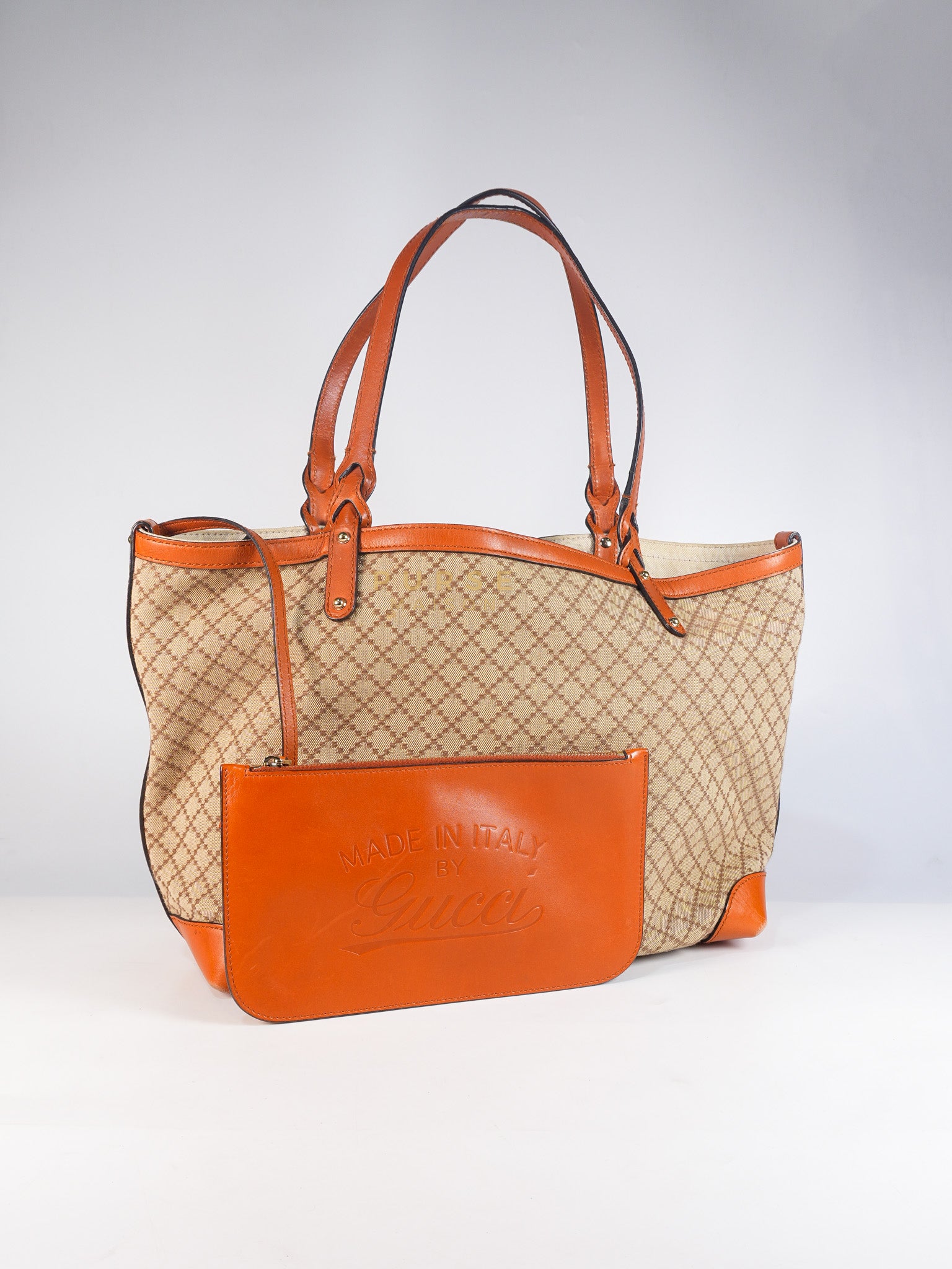 Diamante Plus Craft Tote Bag in Beige/Orange | Purse Maison Luxury Bags Shop