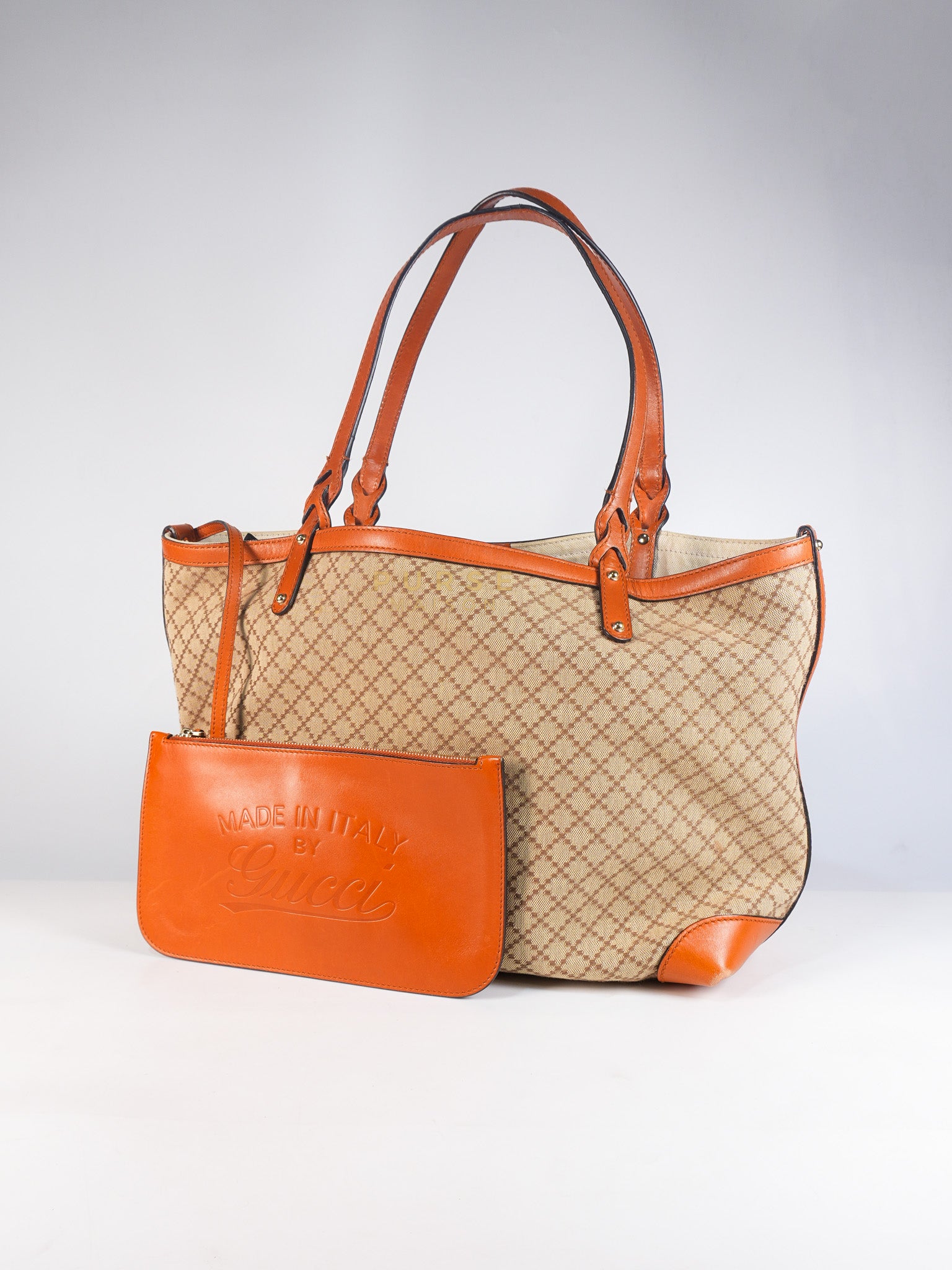 Diamante Plus Craft Tote Bag in Beige/Orange | Purse Maison Luxury Bags Shop