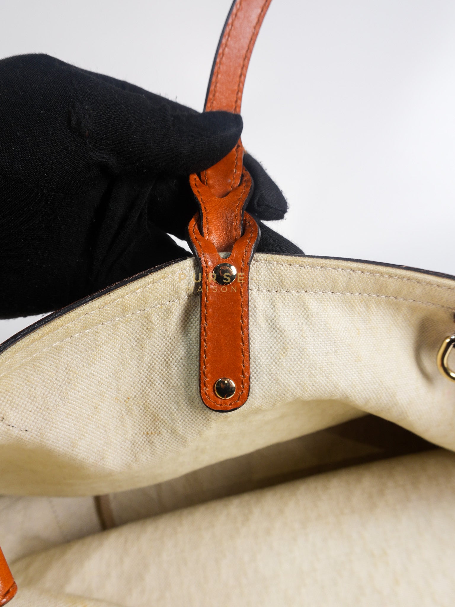 Diamante Plus Craft Tote Bag in Beige/Orange | Purse Maison Luxury Bags Shop