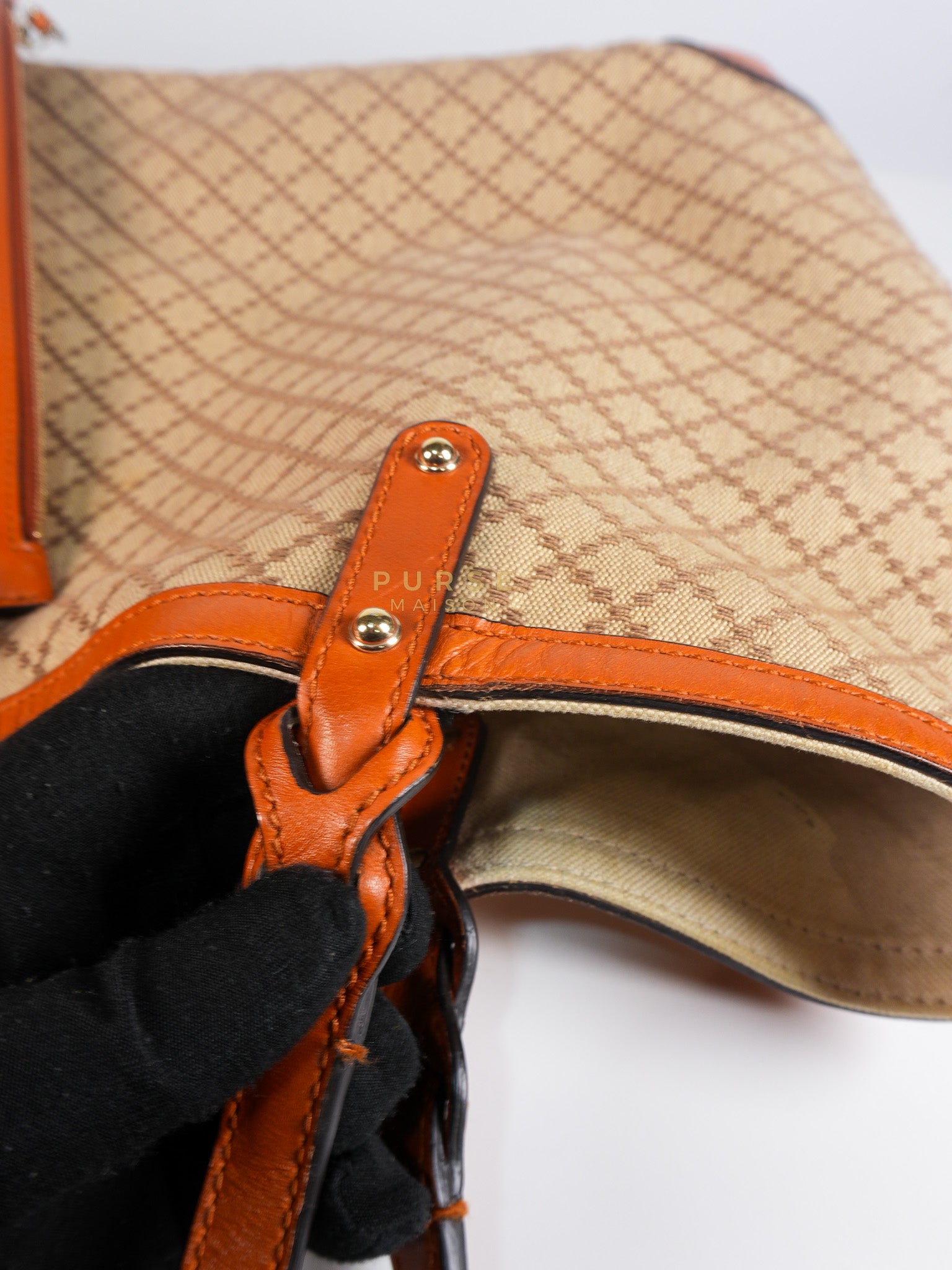 Diamante Plus Craft Tote Bag in Beige/Orange | Purse Maison Luxury Bags Shop