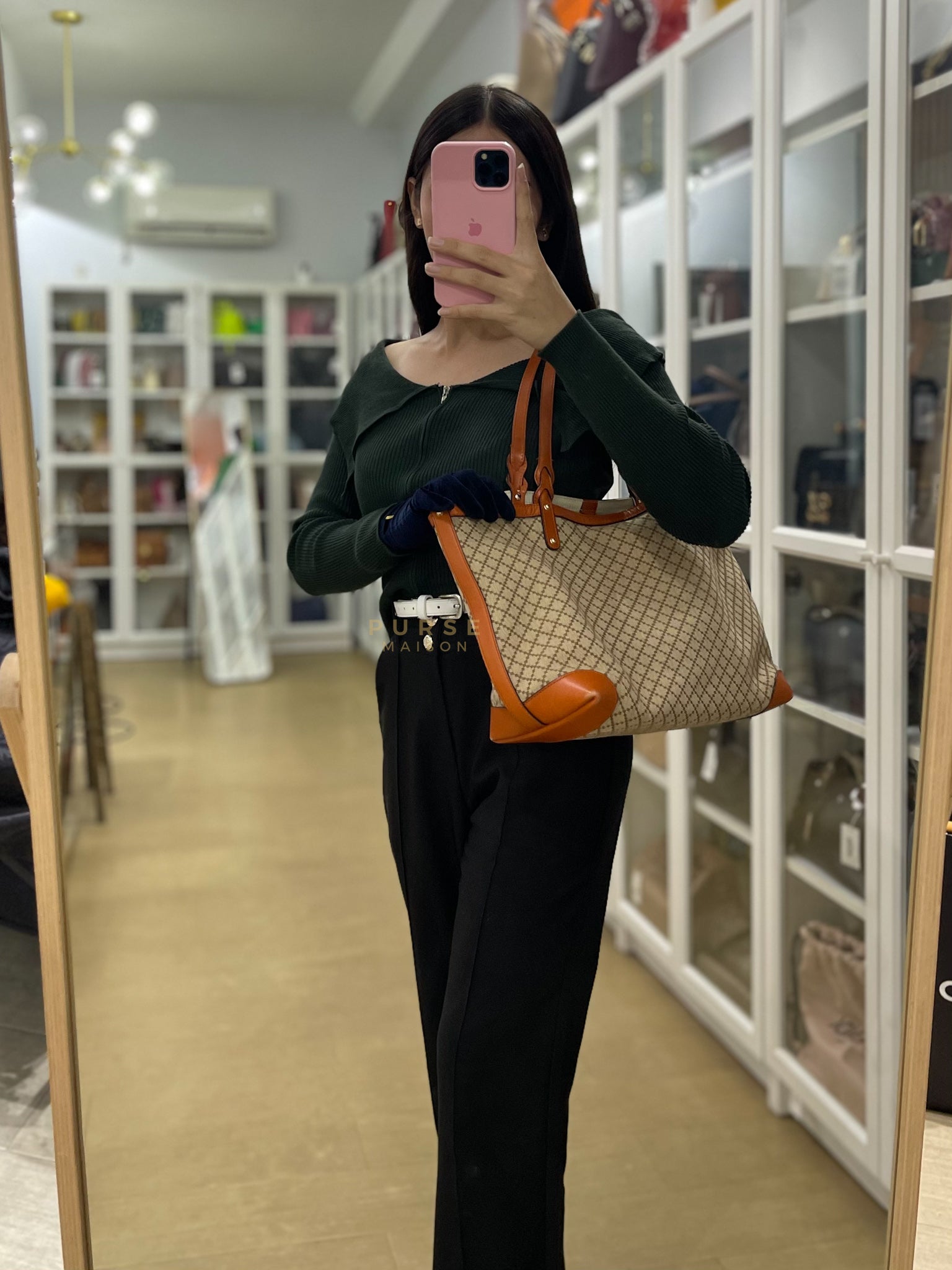 Diamante Plus Craft Tote Bag in Beige/Orange | Purse Maison Luxury Bags Shop