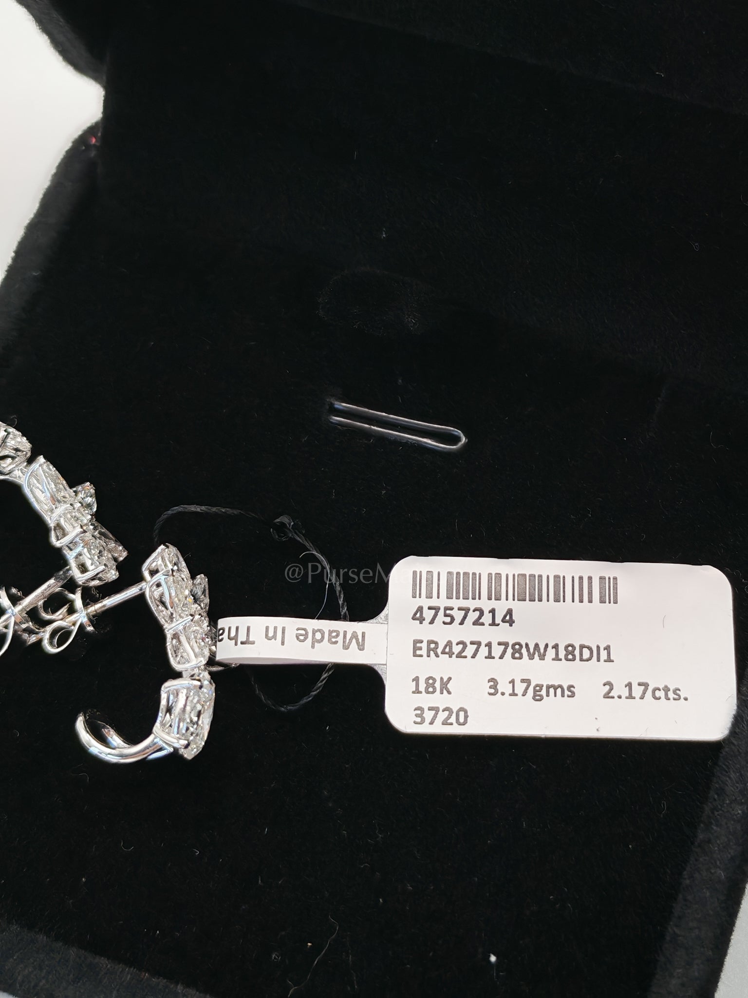 18K 3.17gms. 2.17cts. VS1 to VVS1 (Clarity) E to H (Color) Natural Diamond White Gold Earrings | Purse Maison Luxury Bags Shop