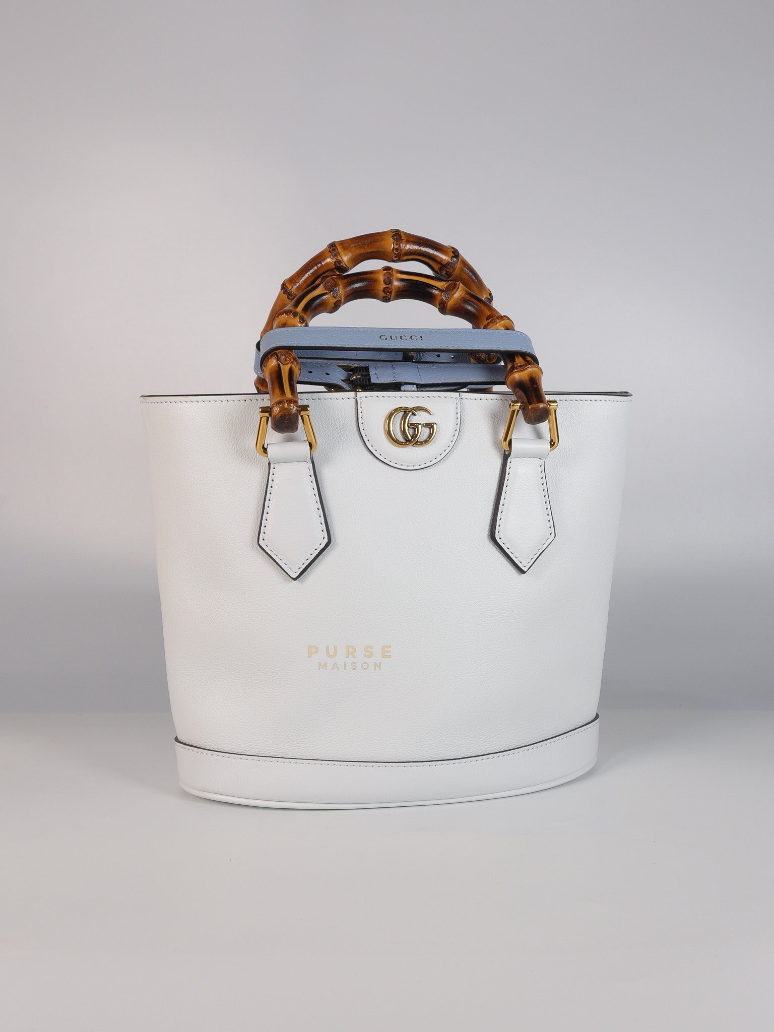Diana Bamboo Renew in Light Blue Calfskin Leather | Purse Maison Luxury Bags Shop
