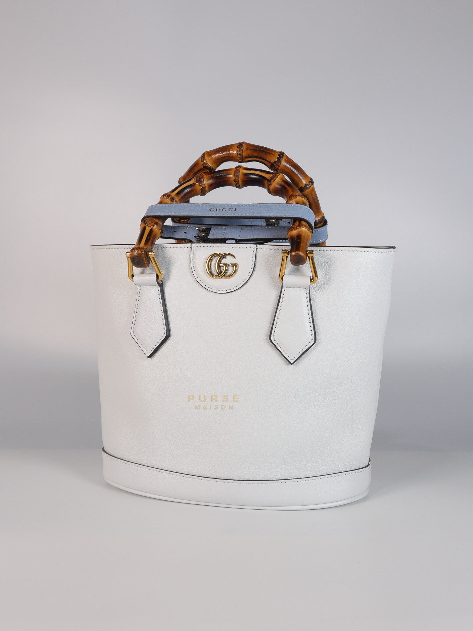 Diana Bamboo Renew in Light Blue Calfskin Leather | Purse Maison Luxury Bags Shop