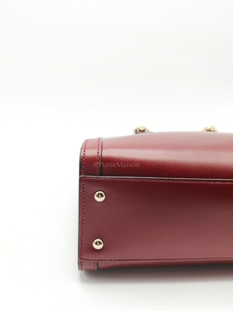 Diana Medium in Burgundy Smooth Calfskin Leather Crossbody Bag | Purse Maison Luxury Bags Shop