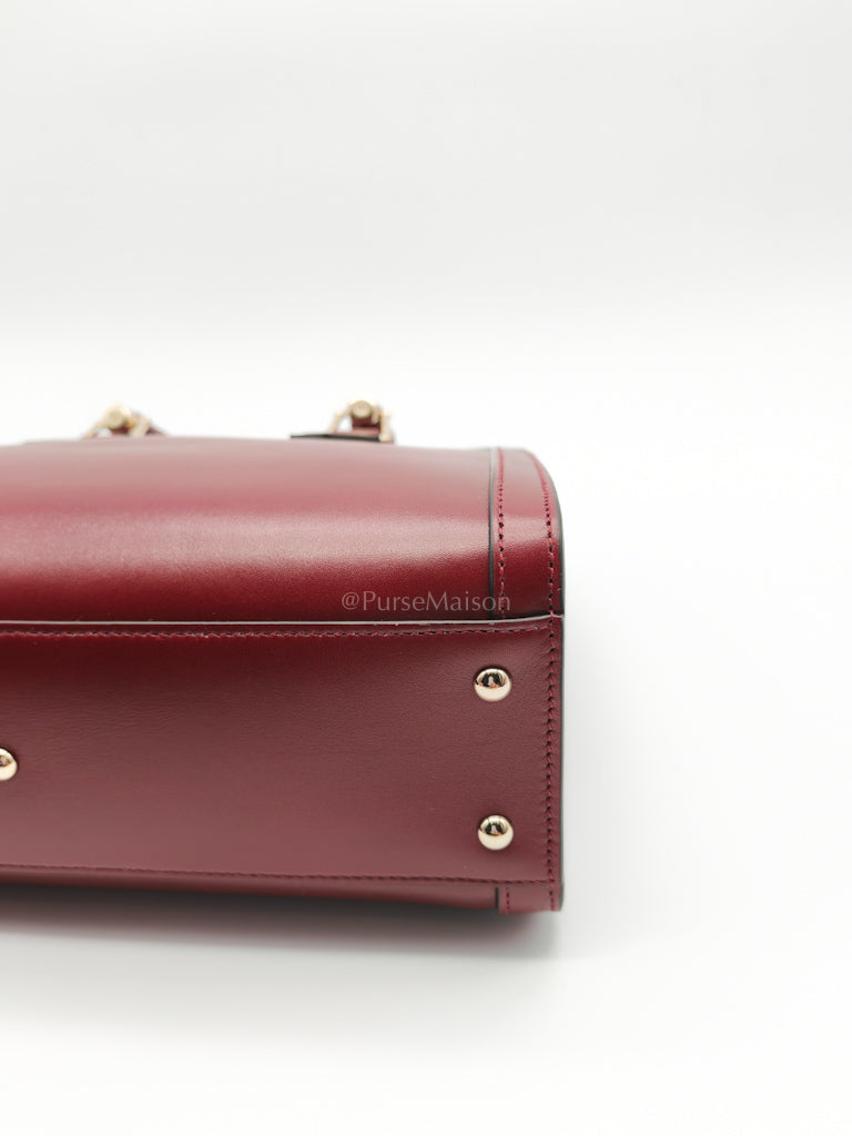 Diana Medium in Burgundy Smooth Calfskin Leather Crossbody Bag | Purse Maison Luxury Bags Shop