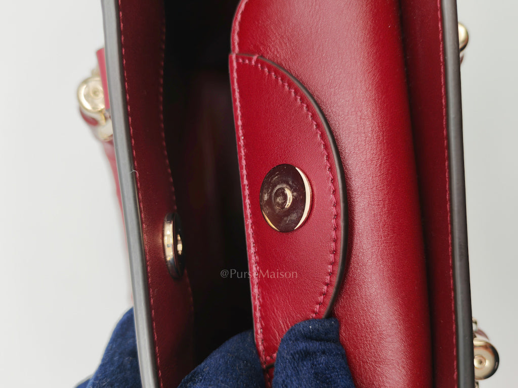 Diana Medium in Burgundy Smooth Calfskin Leather Crossbody Bag | Purse Maison Luxury Bags Shop