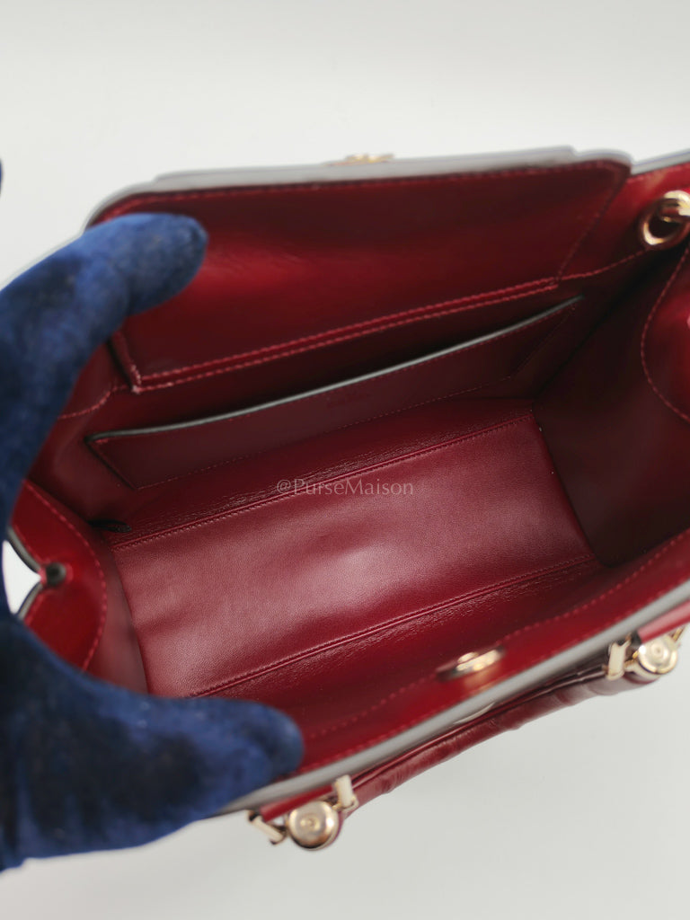 Diana Medium in Burgundy Smooth Calfskin Leather Crossbody Bag | Purse Maison Luxury Bags Shop