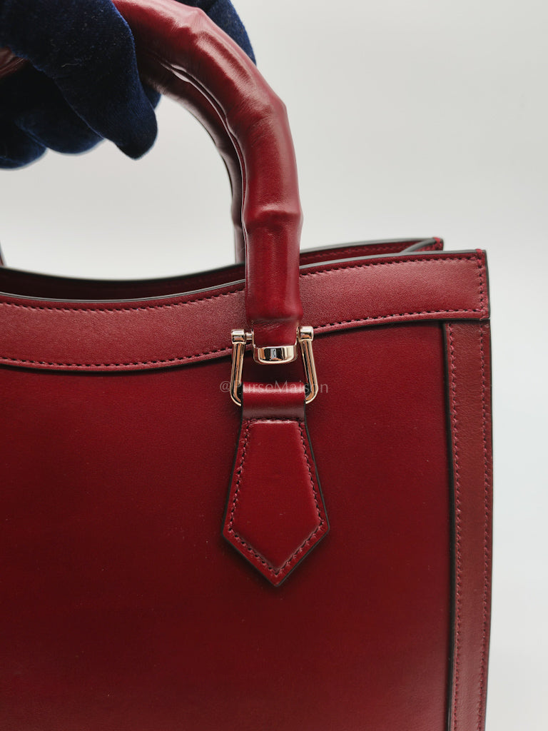 Diana Medium in Burgundy Smooth Calfskin Leather Crossbody Bag | Purse Maison Luxury Bags Shop