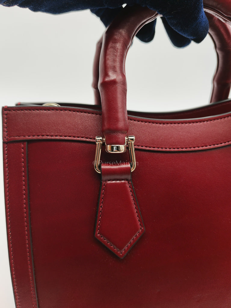 Diana Medium in Burgundy Smooth Calfskin Leather Crossbody Bag | Purse Maison Luxury Bags Shop