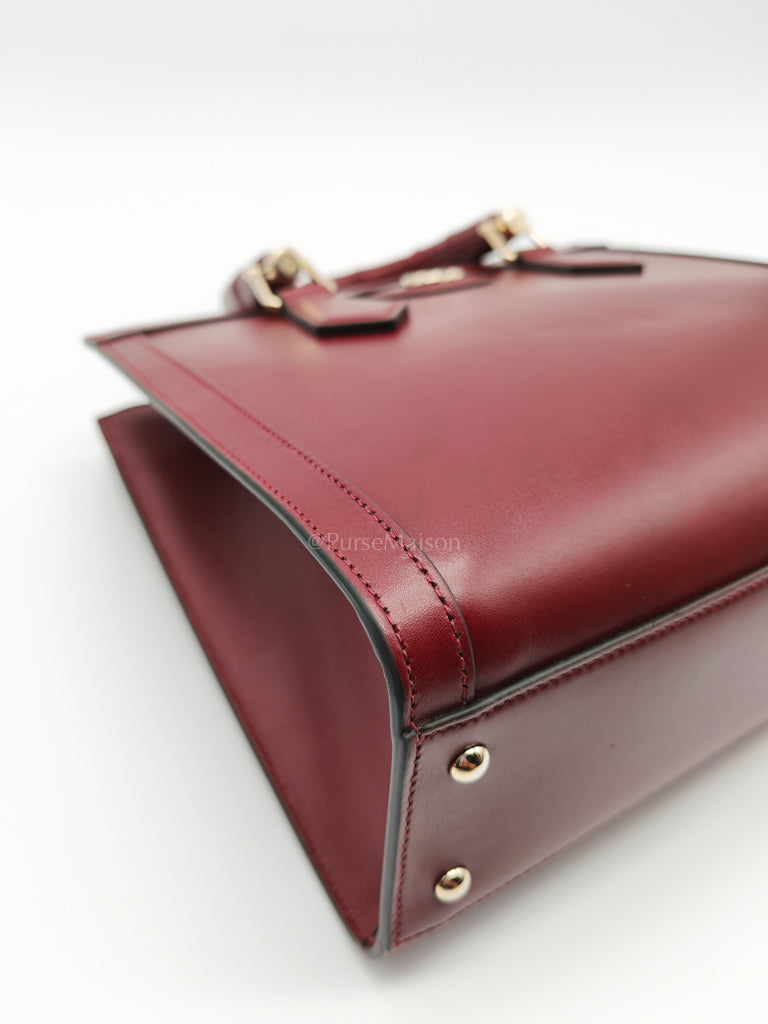 Diana Medium in Burgundy Smooth Calfskin Leather Crossbody Bag | Purse Maison Luxury Bags Shop