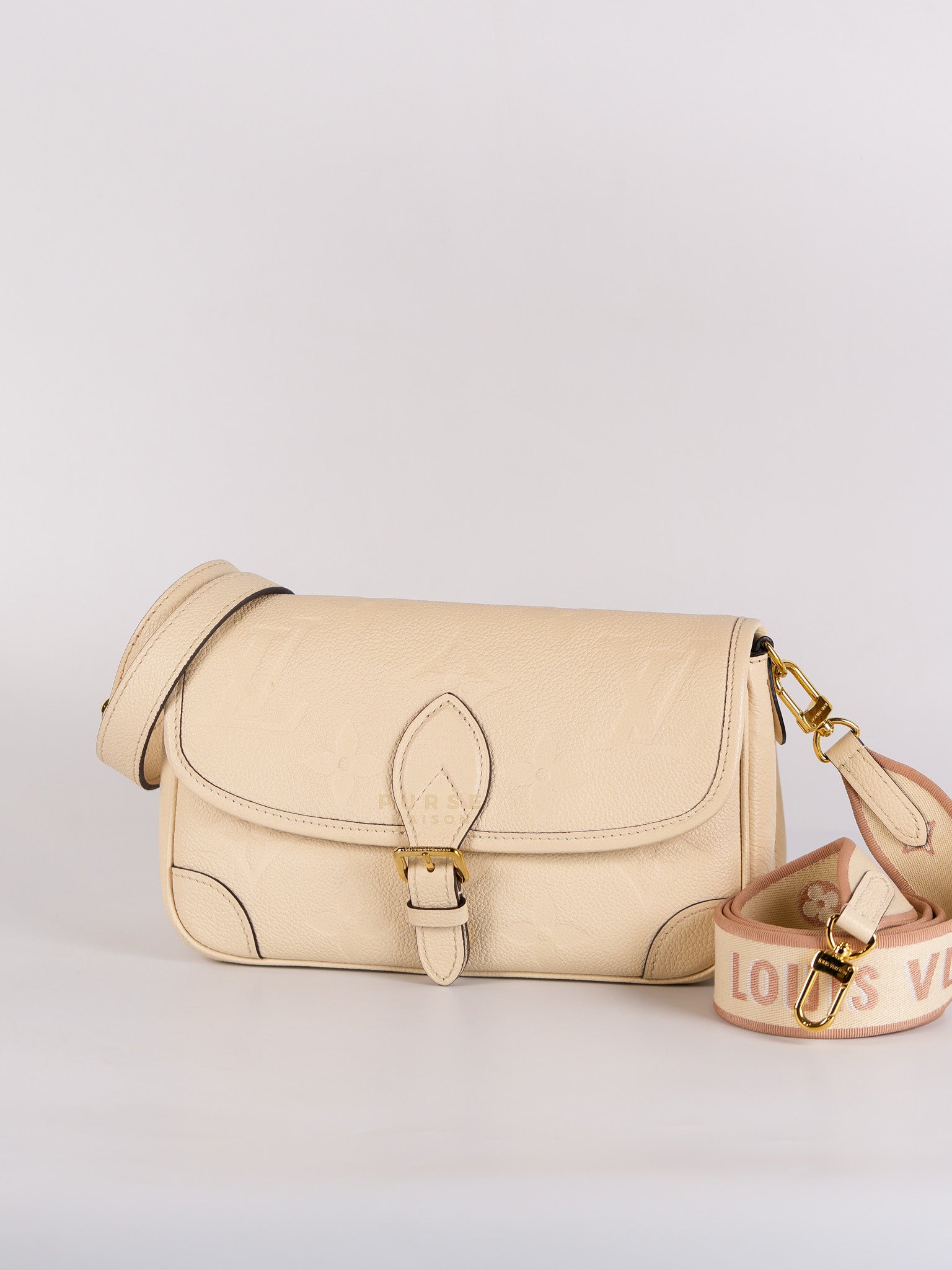 Diane Cream Monogram Empreinte Leather (Microchip) | Purse Maison Luxury Bags Shop