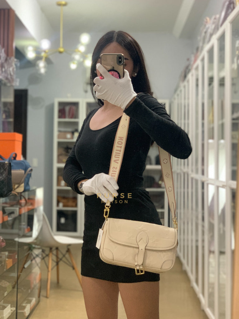 Diane Cream Monogram Empreinte Leather (Microchip) | Purse Maison Luxury Bags Shop