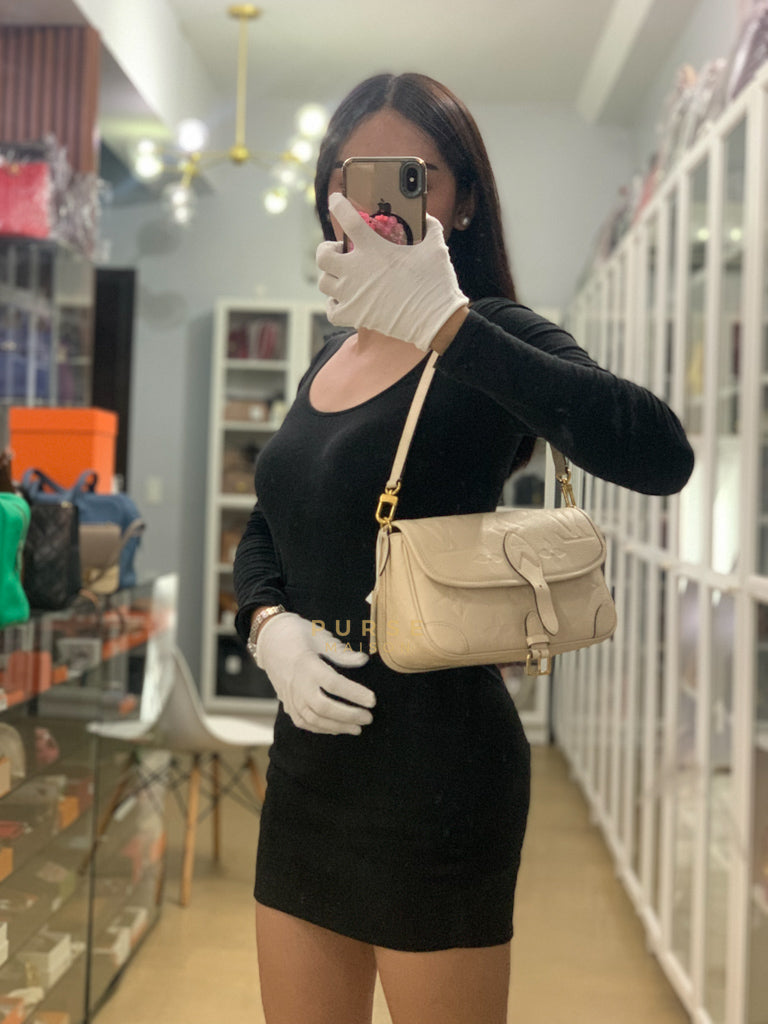 Diane Cream Monogram Empreinte Leather (Microchip) | Purse Maison Luxury Bags Shop