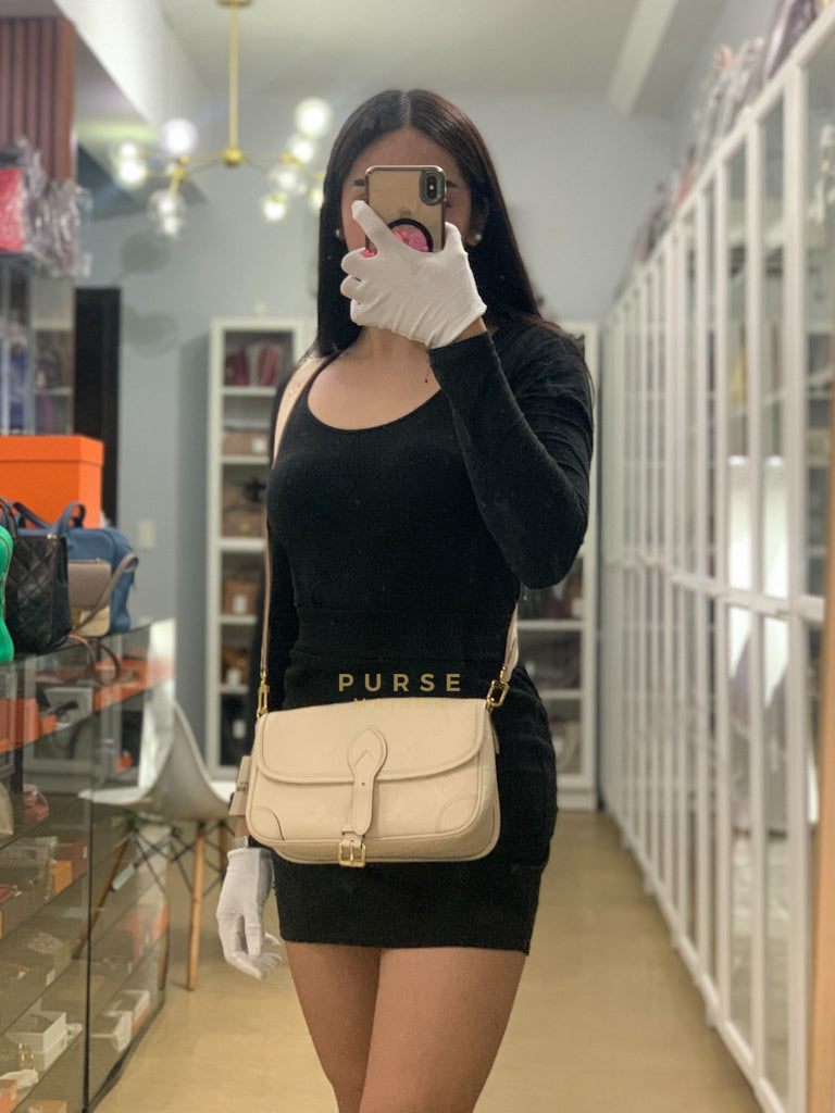 Diane Cream Monogram Empreinte Leather (Microchip) | Purse Maison Luxury Bags Shop