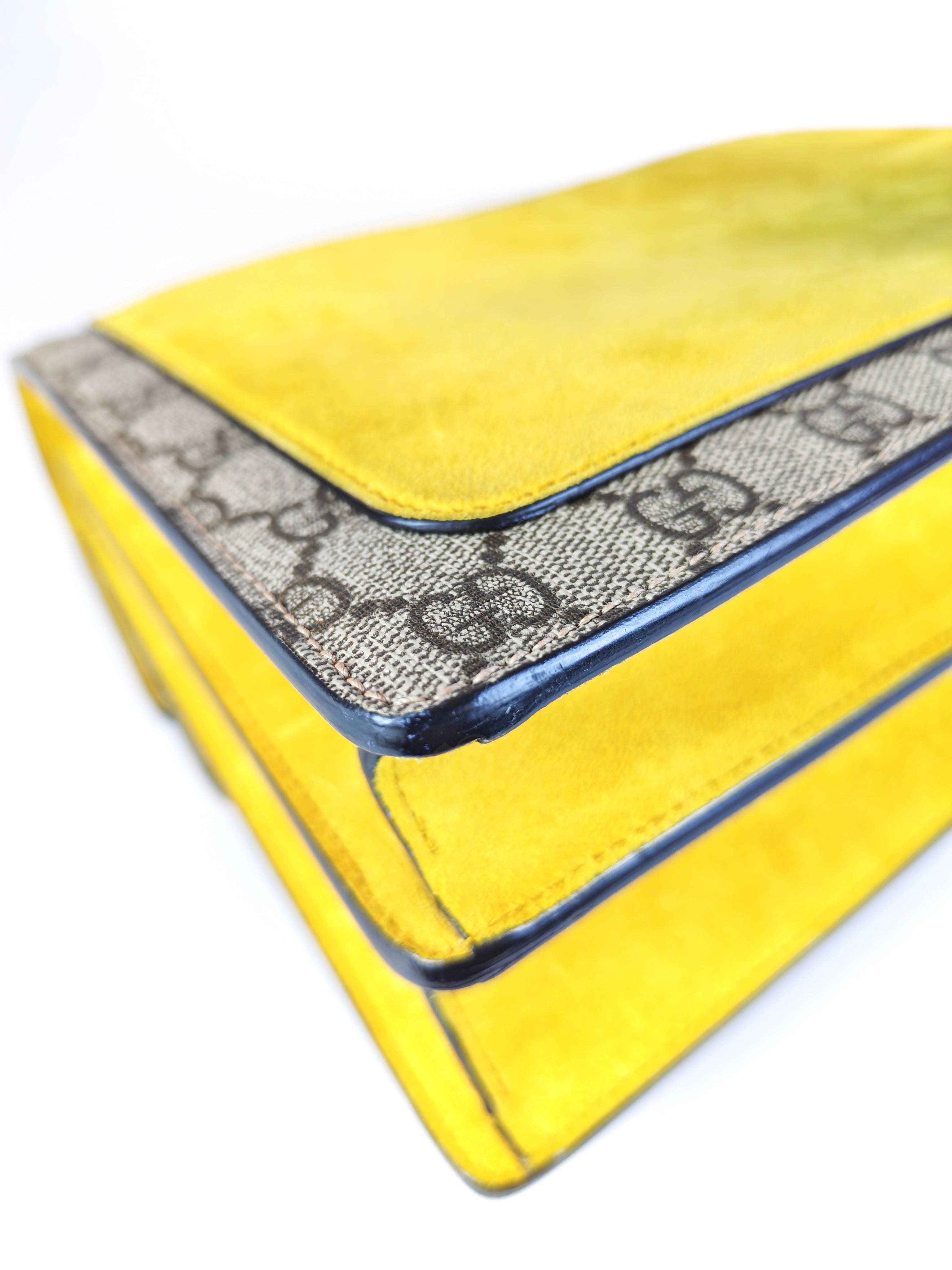 Dionysus Large Shoulder Bag with Yellow Suede and Supreme Canvas | Purse Maison Luxury Bags Shop