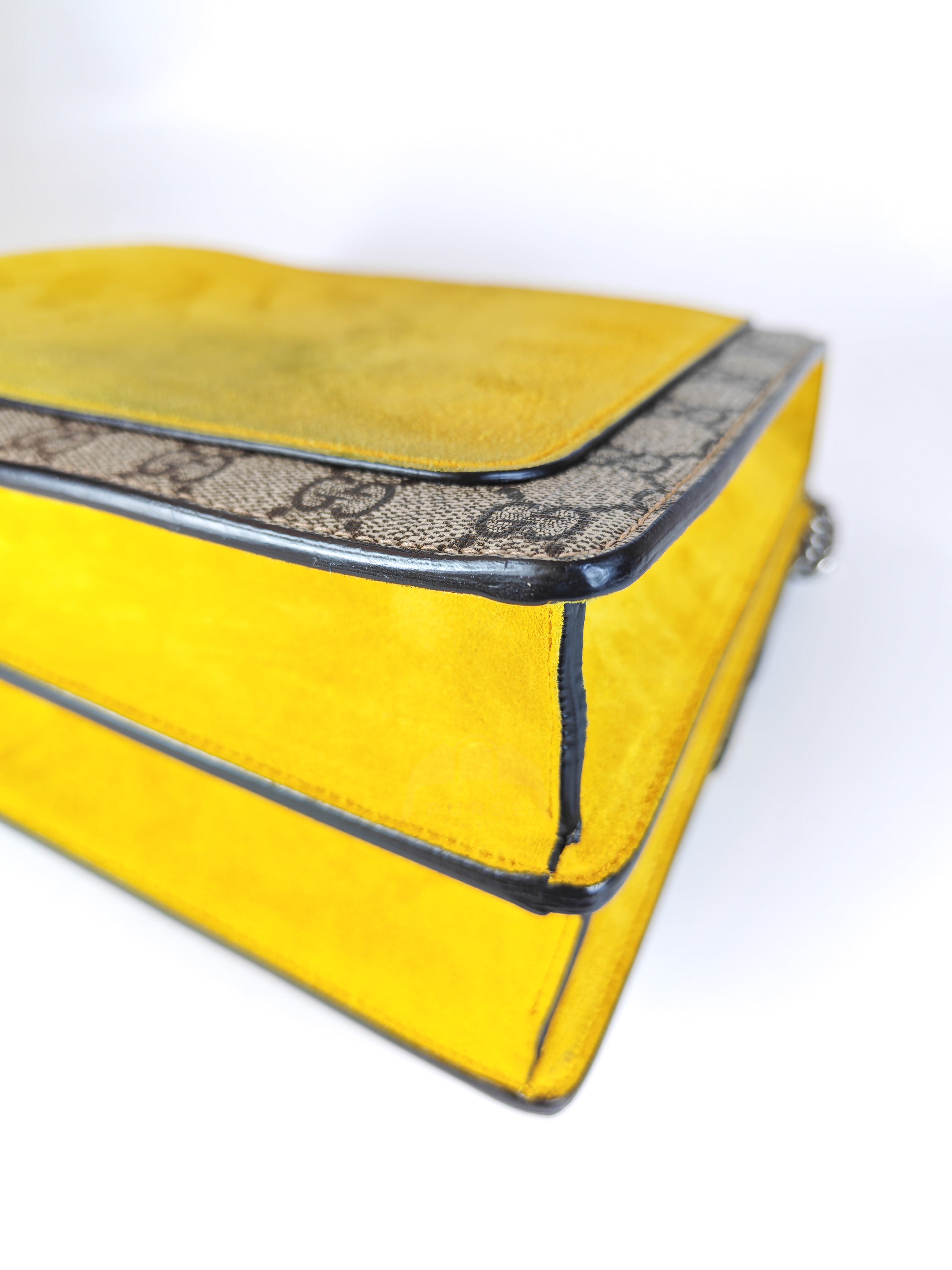 Dionysus Large Shoulder Bag with Yellow Suede and Supreme Canvas | Purse Maison Luxury Bags Shop