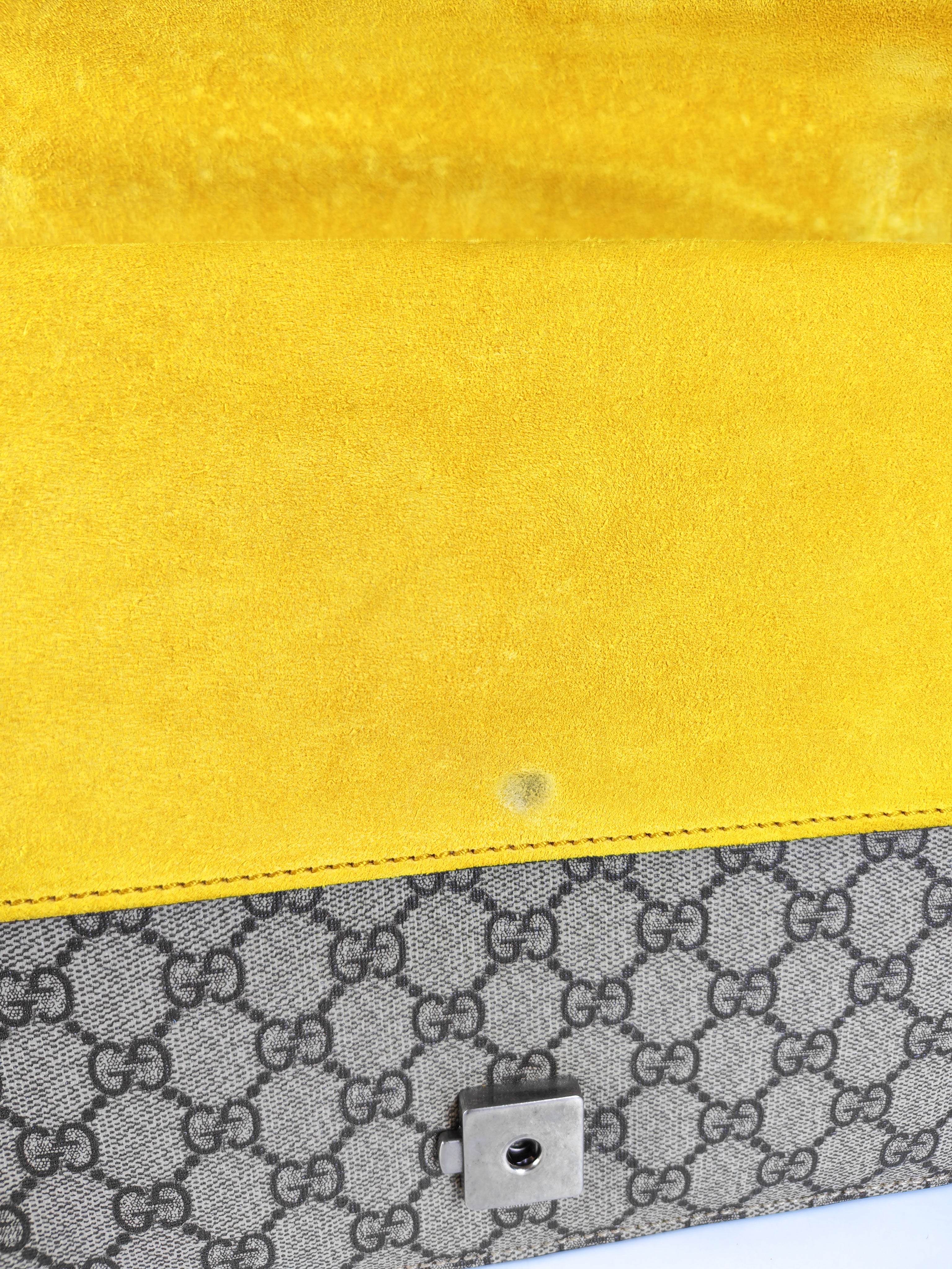 Dionysus Large Shoulder Bag with Yellow Suede and Supreme Canvas | Purse Maison Luxury Bags Shop