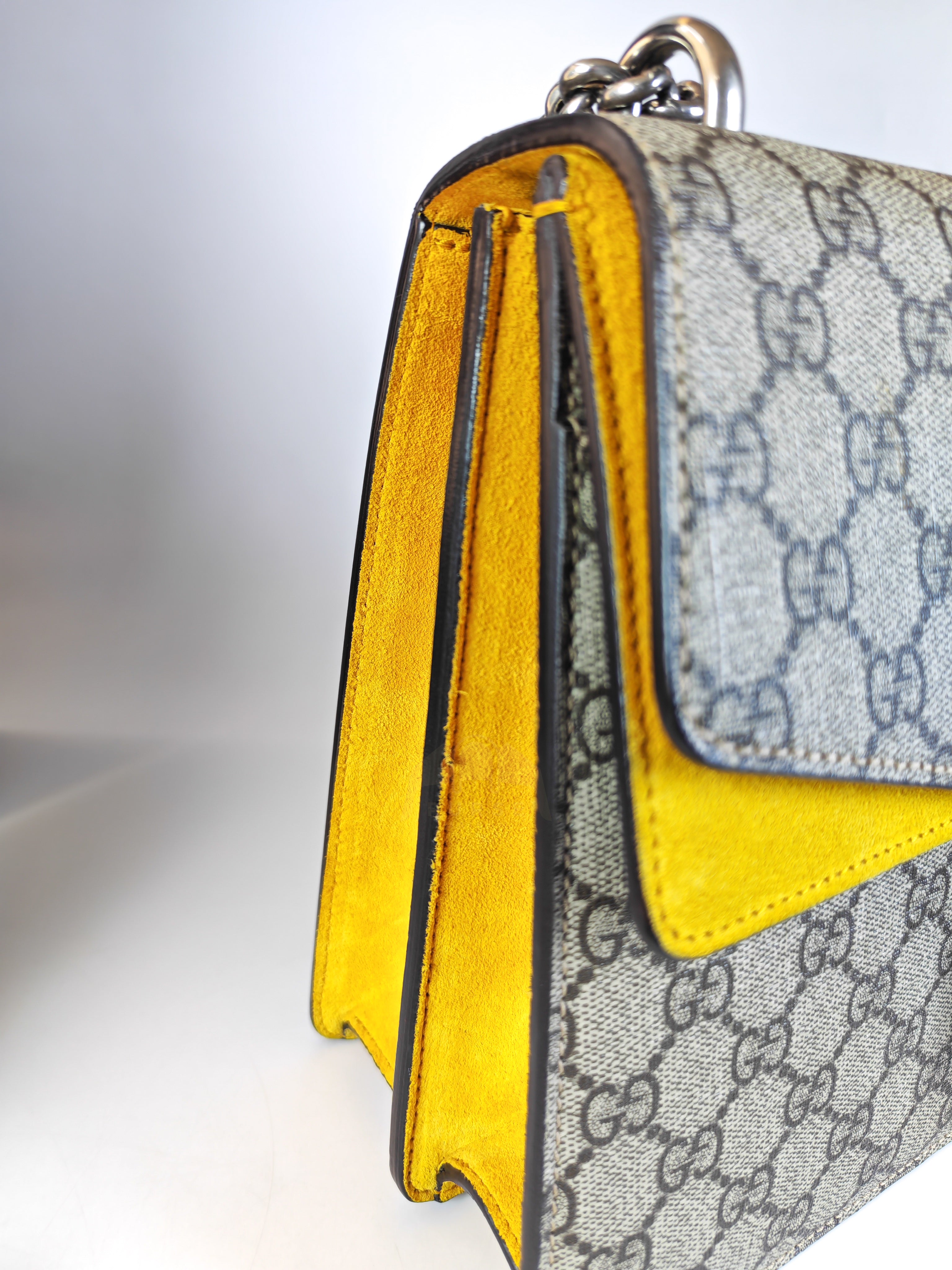 Dionysus Large Shoulder Bag with Yellow Suede and Supreme Canvas | Purse Maison Luxury Bags Shop