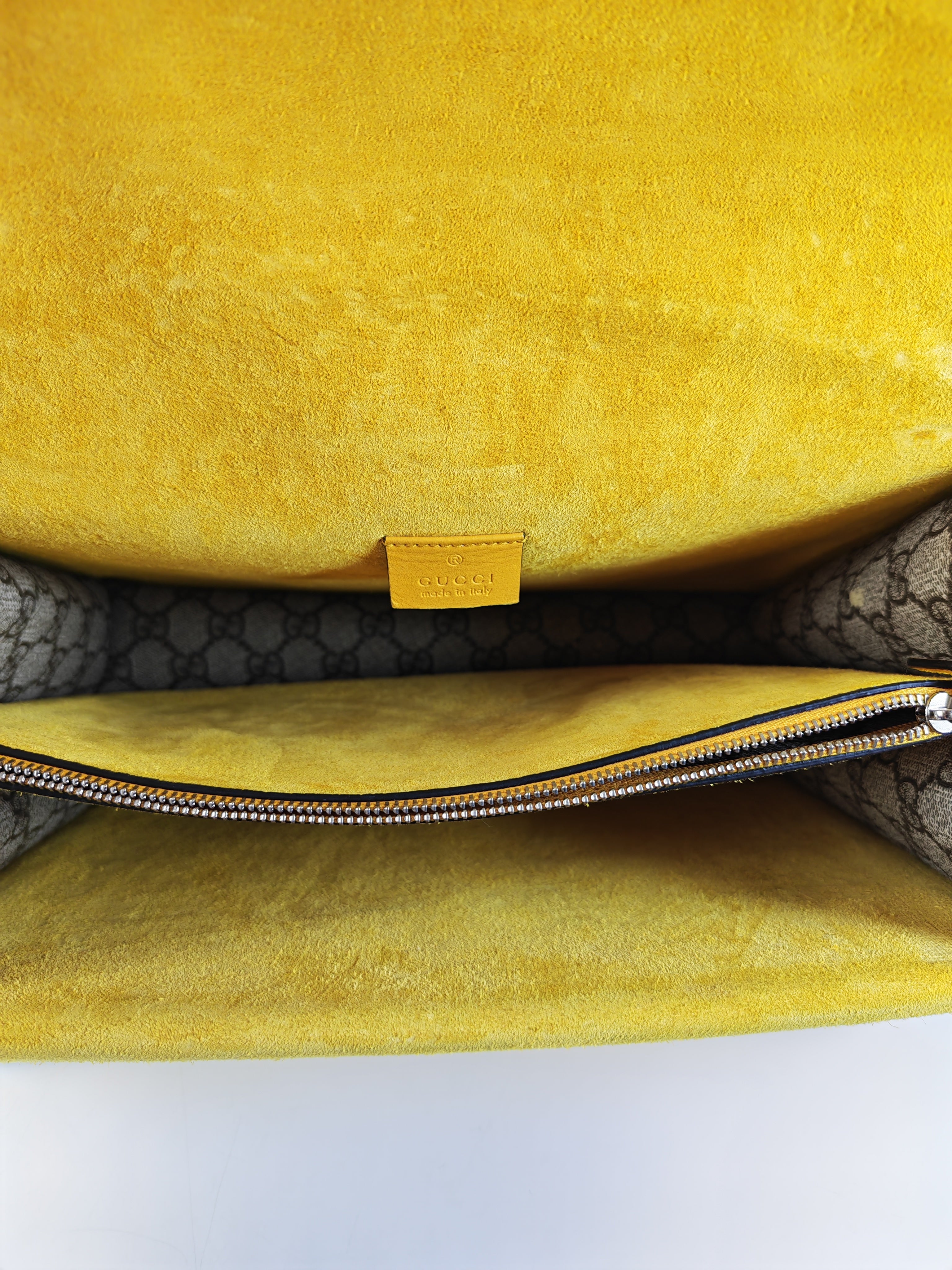 Dionysus Large Shoulder Bag with Yellow Suede and Supreme Canvas | Purse Maison Luxury Bags Shop