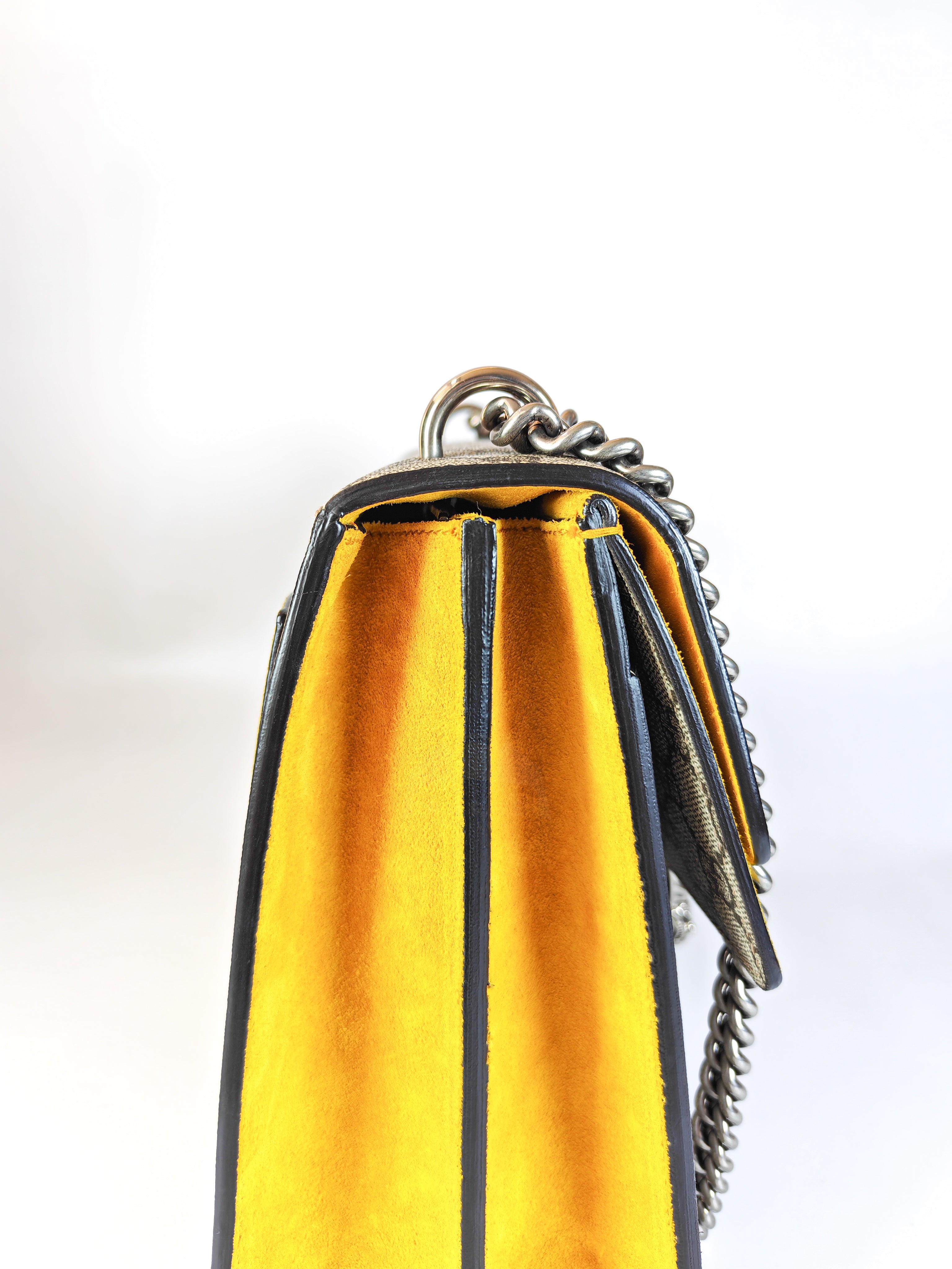 Dionysus Large Shoulder Bag with Yellow Suede and Supreme Canvas | Purse Maison Luxury Bags Shop