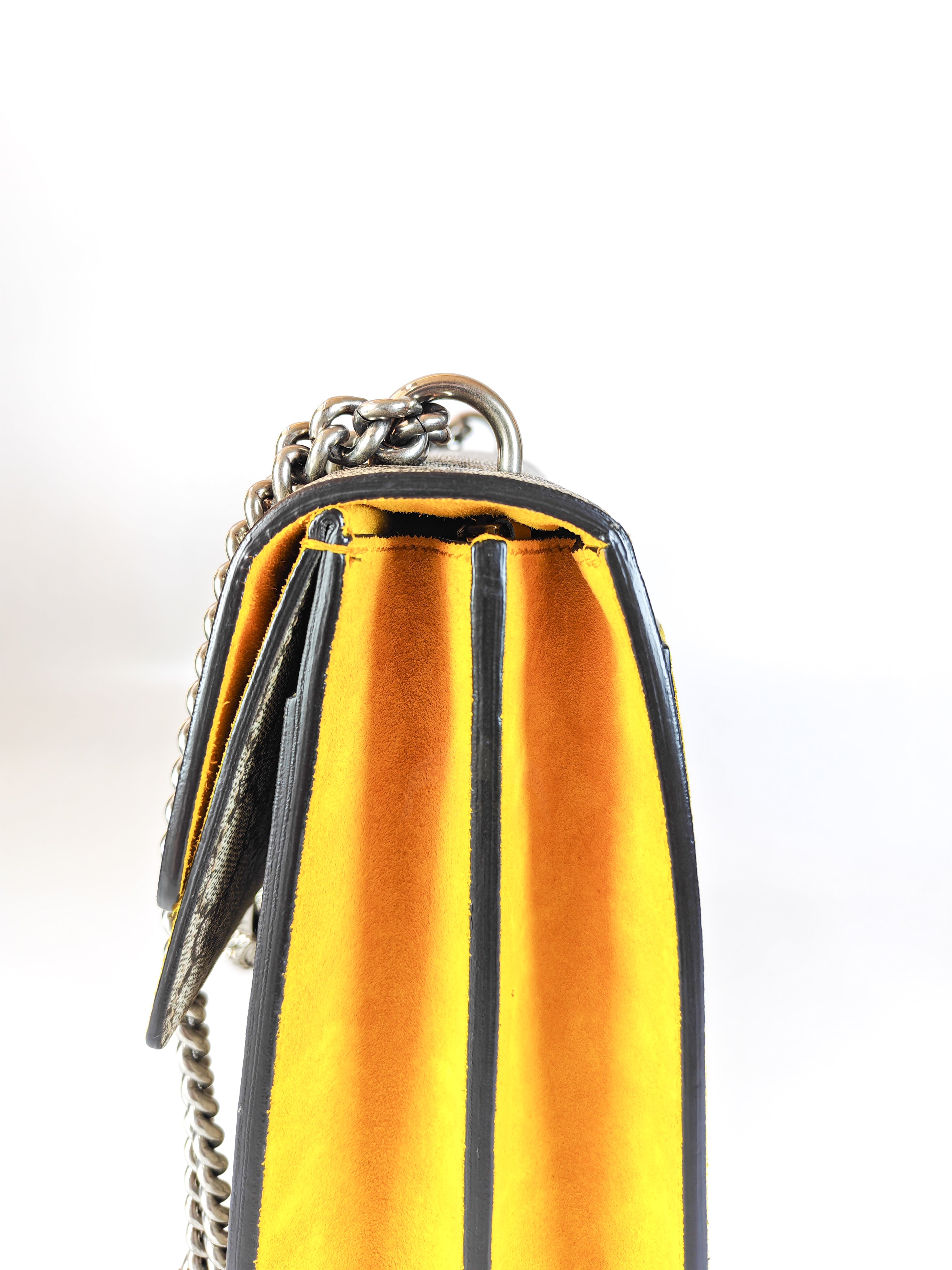 Dionysus Large Shoulder Bag with Yellow Suede and Supreme Canvas | Purse Maison Luxury Bags Shop