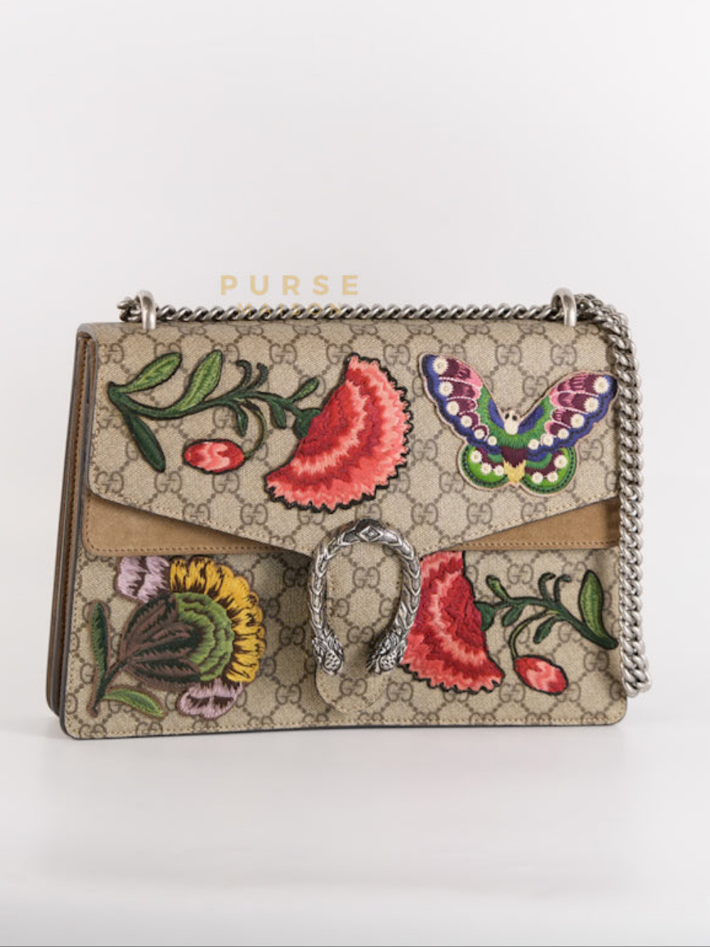 Dionysus Medium (Large) Embroidered Carnation Canvas Bag | Purse Maison Luxury Bags Shop