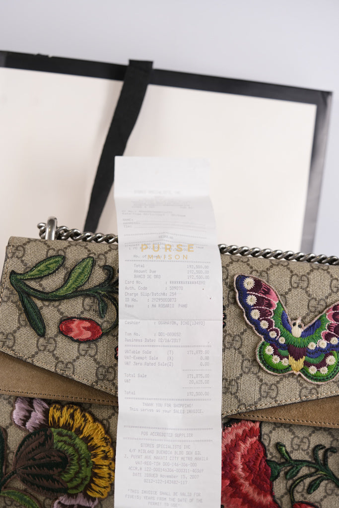 Dionysus Medium (Large) Embroidered Carnation Canvas Bag | Purse Maison Luxury Bags Shop