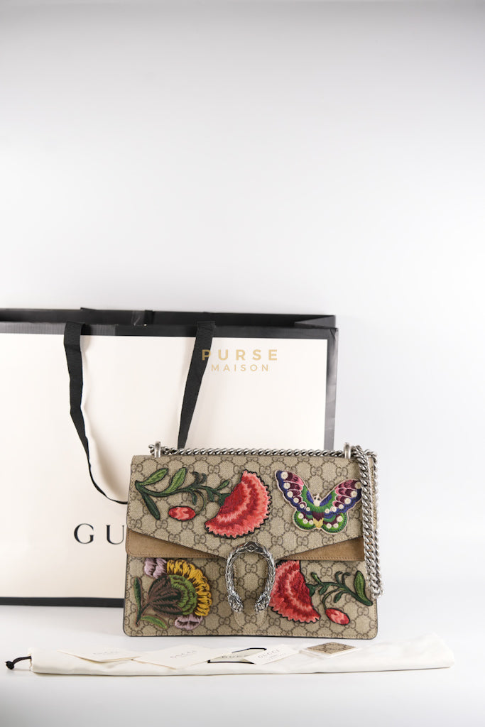 Dionysus Medium (Large) Embroidered Carnation Canvas Bag | Purse Maison Luxury Bags Shop