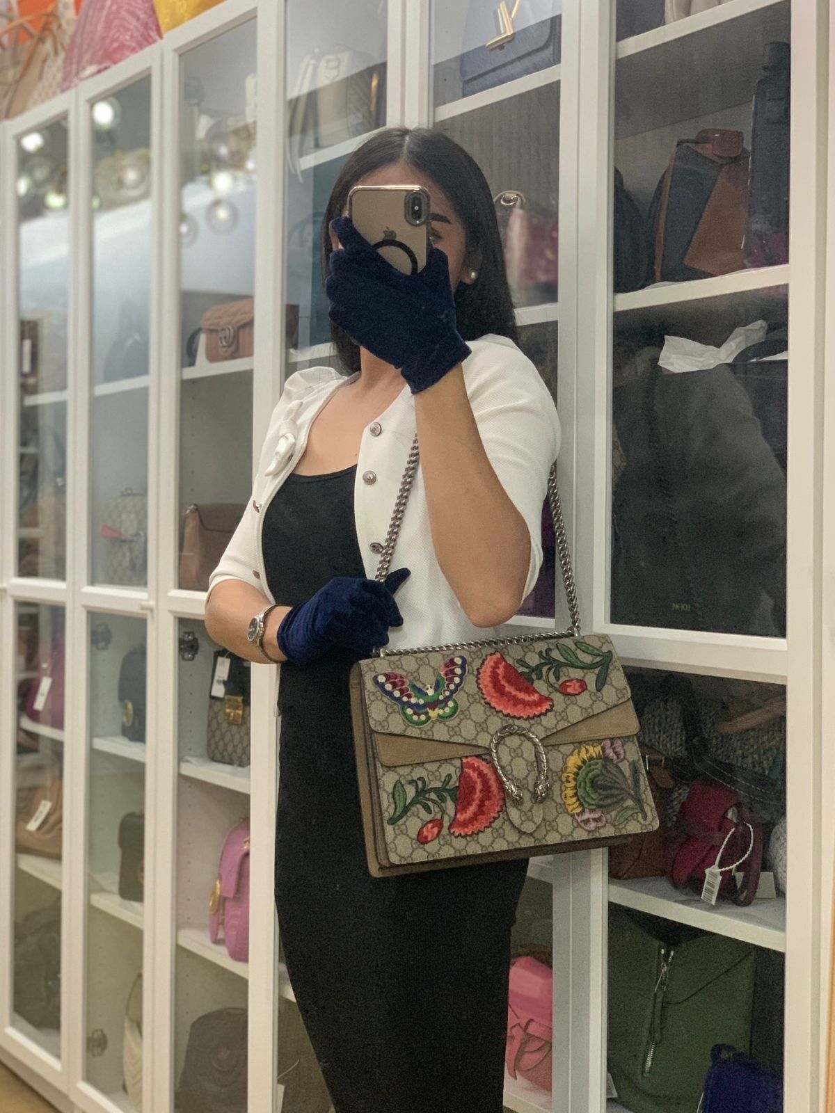 Dionysus Medium (Large) Embroidered Carnation Canvas Bag | Purse Maison Luxury Bags Shop