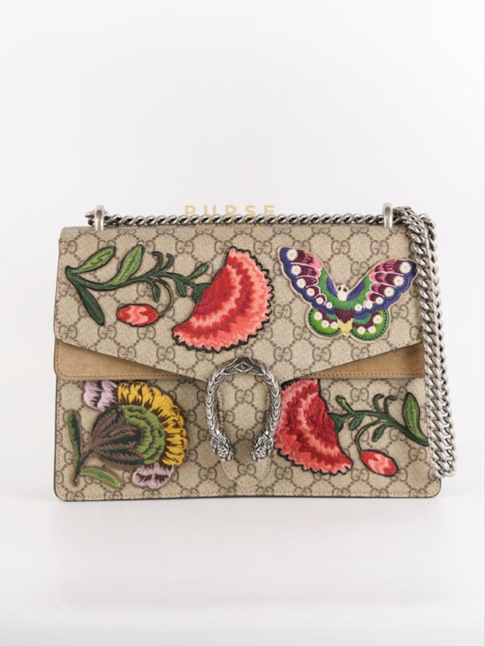 Dionysus Medium (Large) Embroidered Carnation Canvas Bag | Purse Maison Luxury Bags Shop