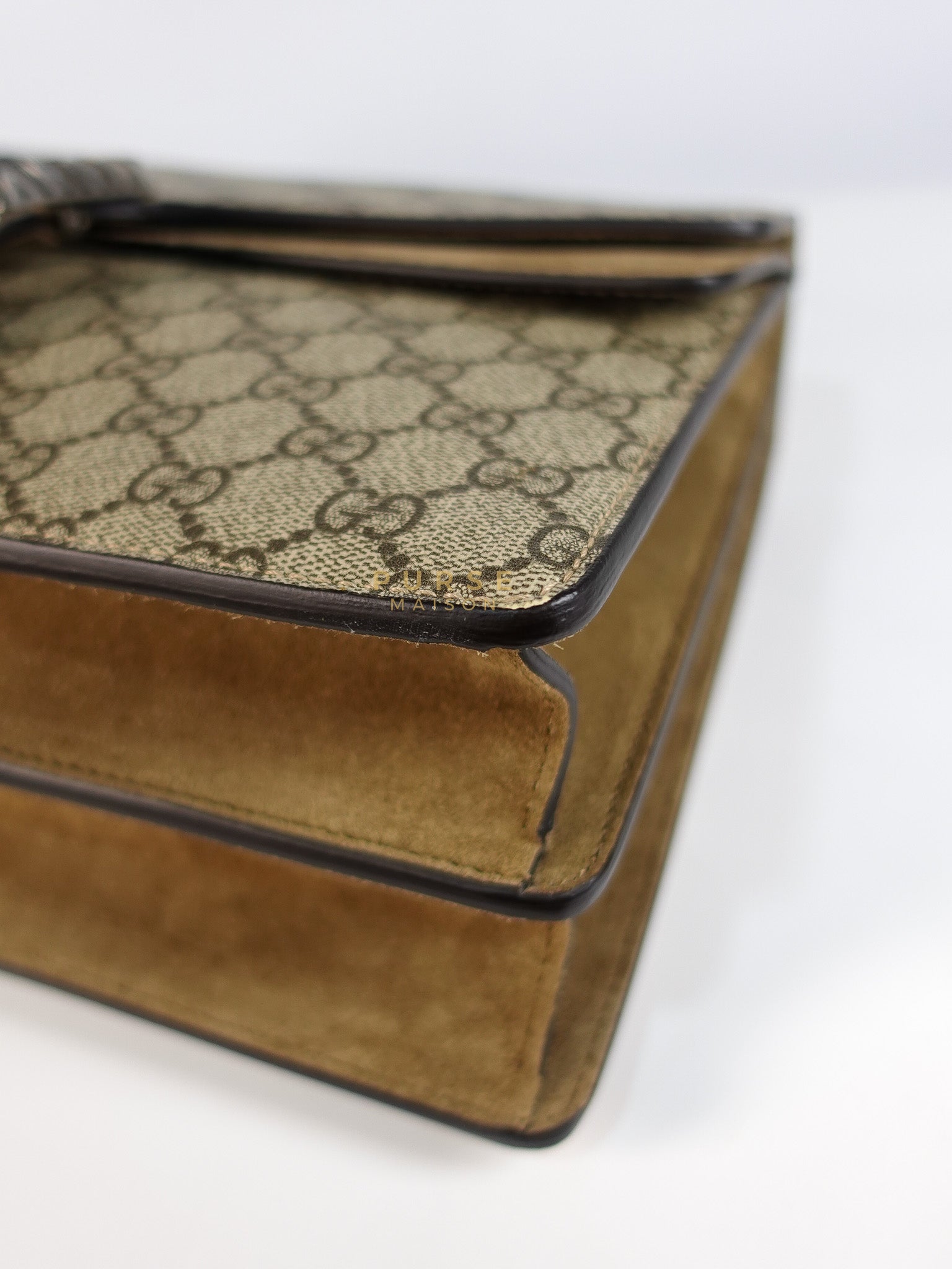 Dionysus Medium Shoulder Bag in Taupe GG Supreme Monogram & Silver Hardware | Purse Maison Luxury Bags Shop