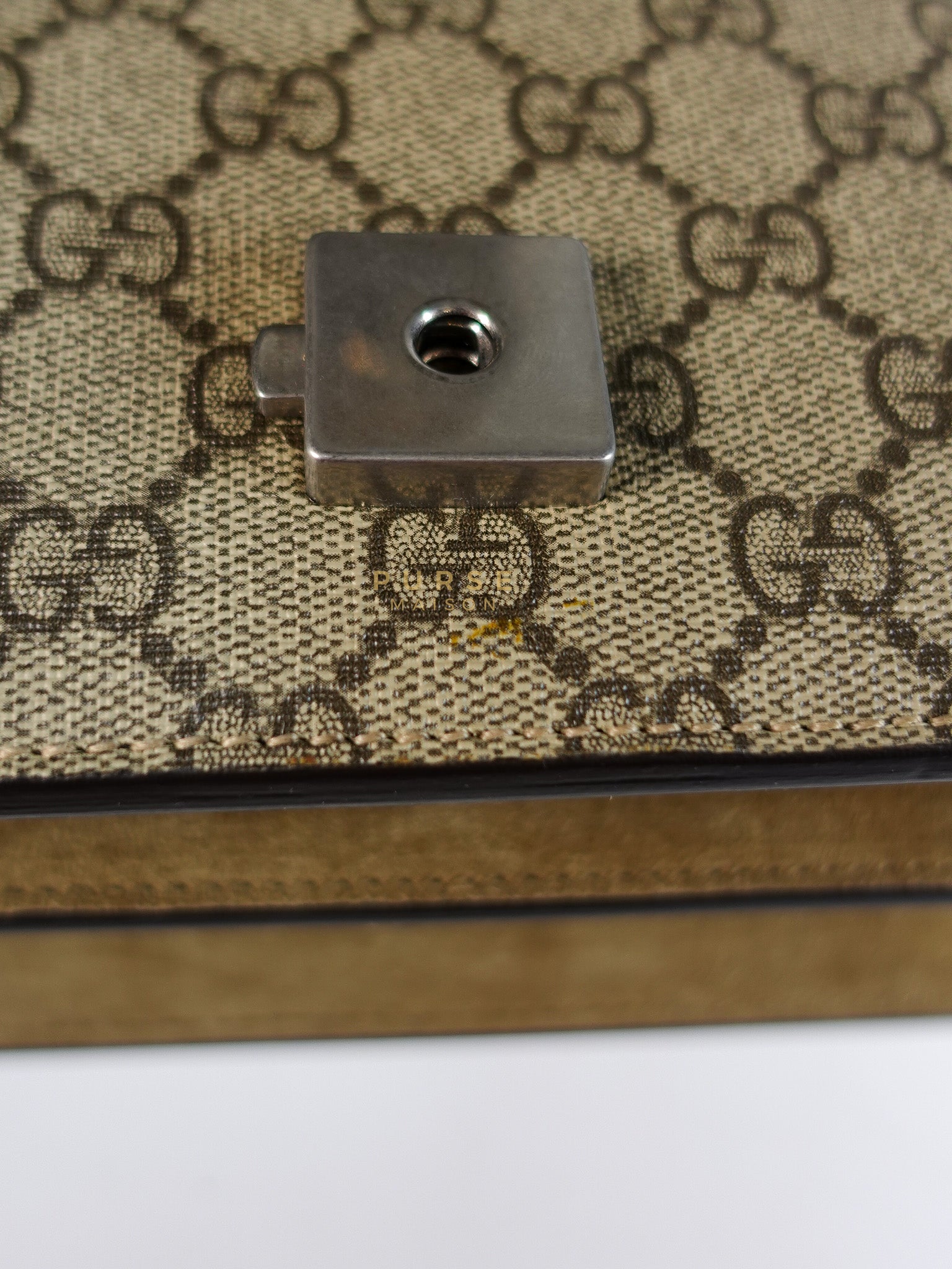 Dionysus Medium Shoulder Bag in Taupe GG Supreme Monogram & Silver Hardware | Purse Maison Luxury Bags Shop