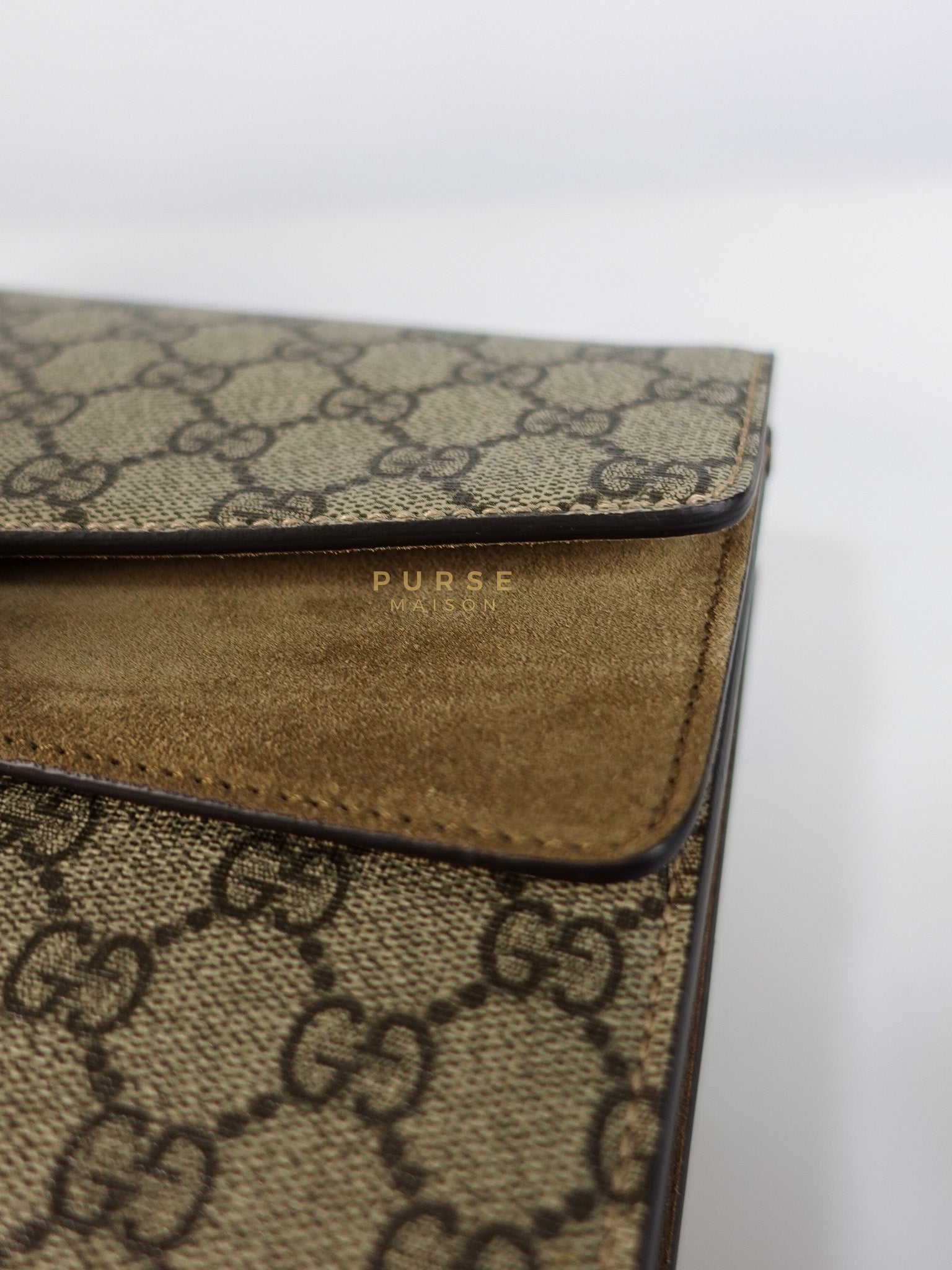 Dionysus Medium Shoulder Bag in Taupe GG Supreme Monogram & Silver Hardware | Purse Maison Luxury Bags Shop