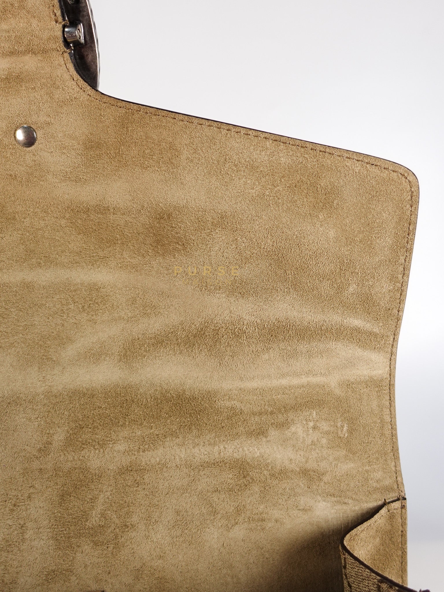 Dionysus Medium Shoulder Bag in Taupe GG Supreme Monogram & Silver Hardware | Purse Maison Luxury Bags Shop