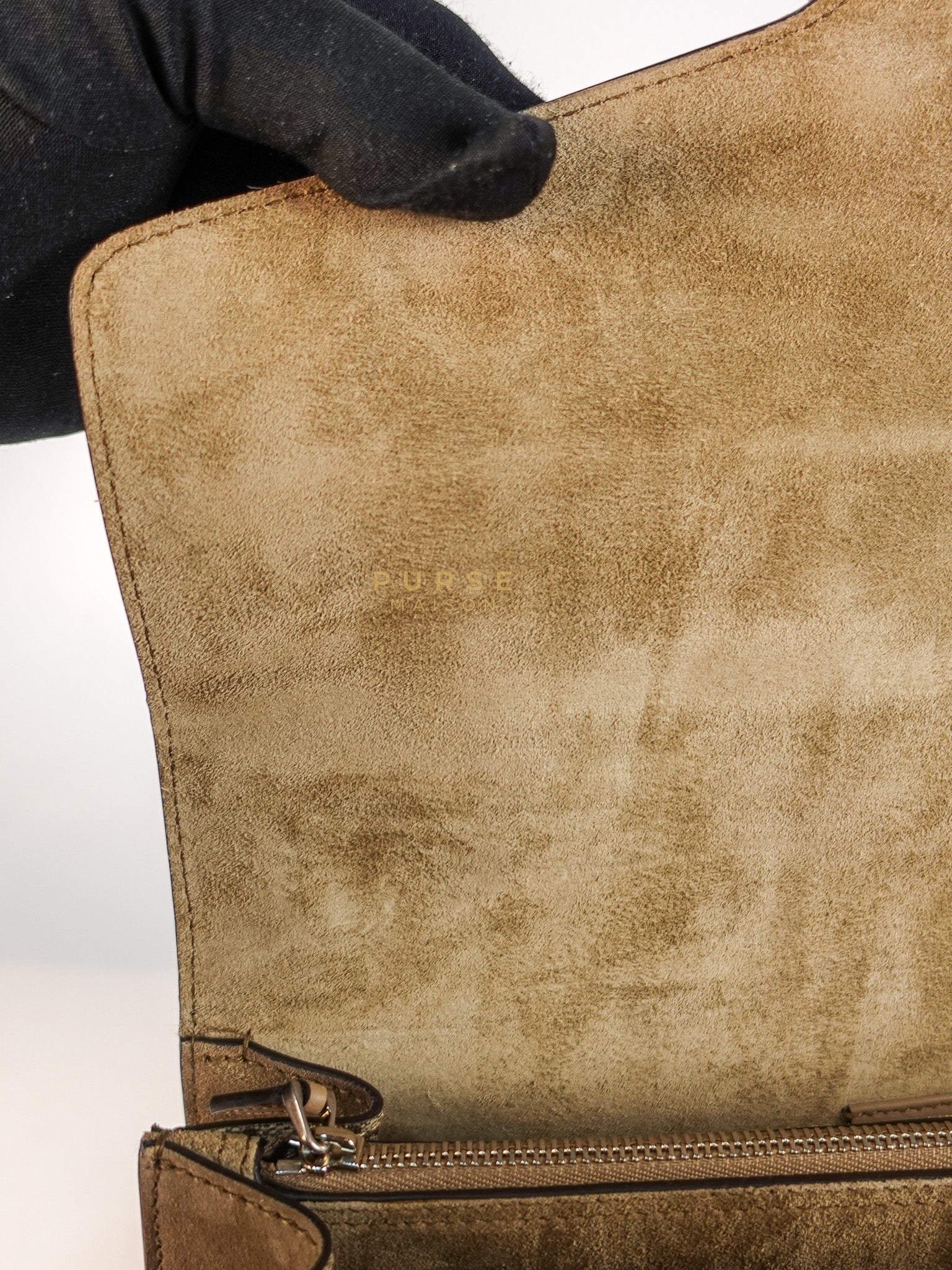 Dionysus Medium Shoulder Bag in Taupe GG Supreme Monogram & Silver Hardware | Purse Maison Luxury Bags Shop