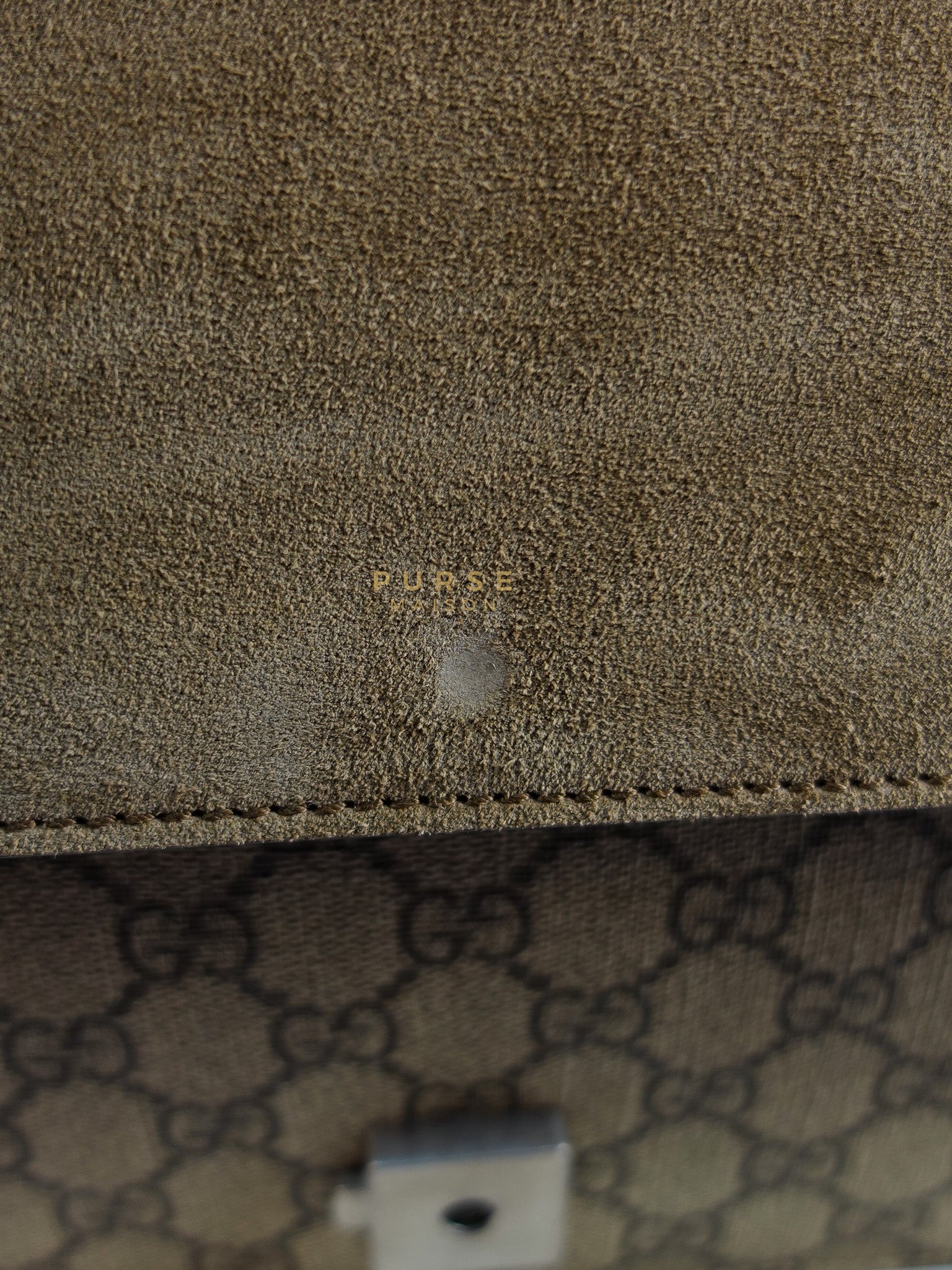 Dionysus Medium Shoulder Bag in Taupe GG Supreme Monogram & Silver Hardware | Purse Maison Luxury Bags Shop