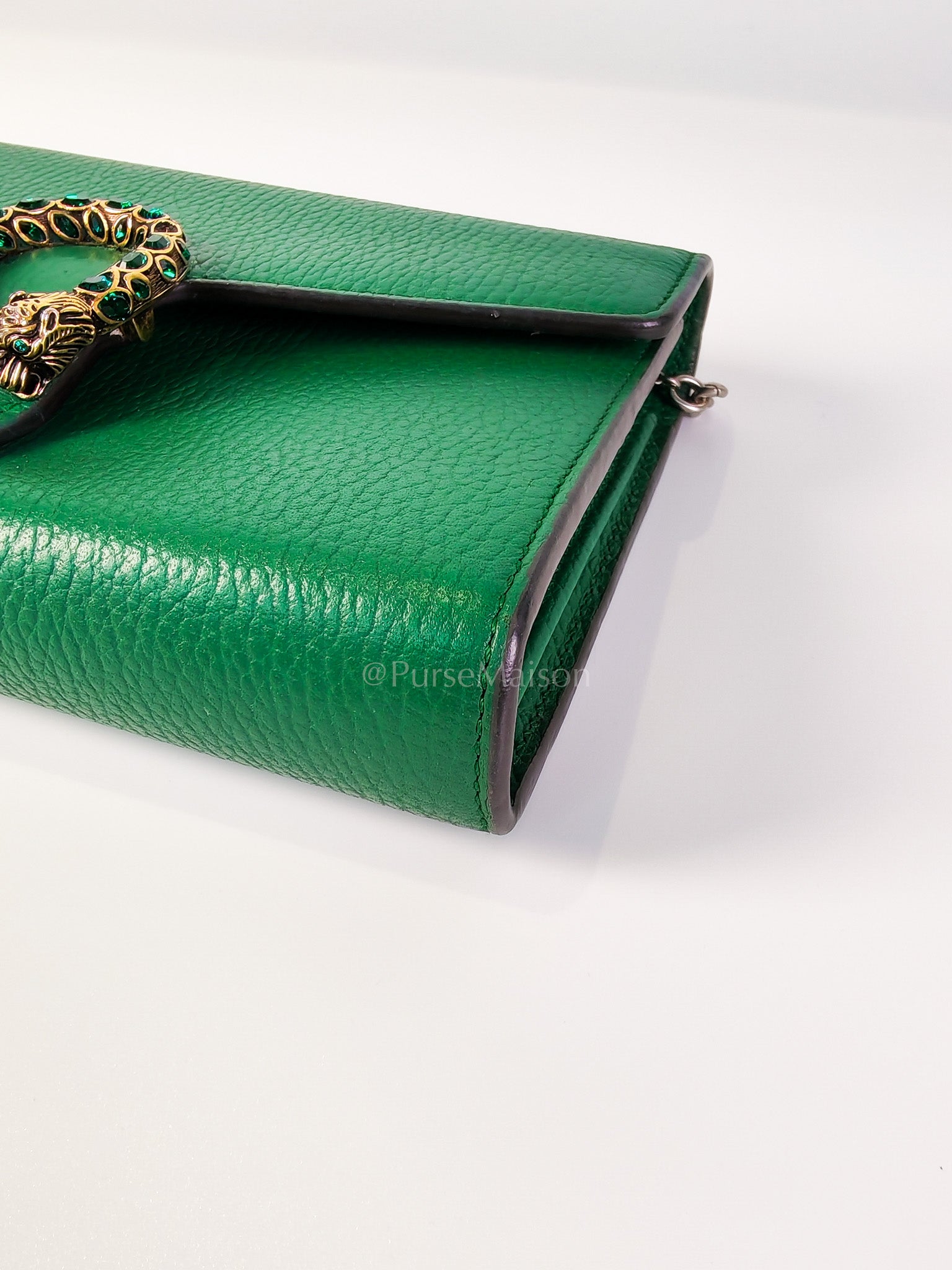 Dionysus Mini Chain Bag in Emerald Green Grained Leather Chain Bag | Purse Maison Luxury Bags Shop