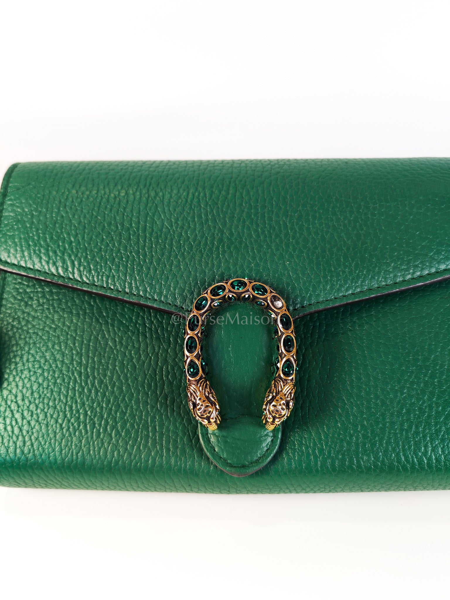 Dionysus Mini Chain Bag in Emerald Green Grained Leather Chain Bag | Purse Maison Luxury Bags Shop