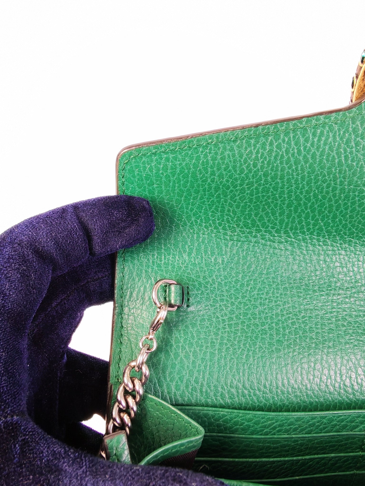 Dionysus Mini Chain Bag in Emerald Green Grained Leather Chain Bag | Purse Maison Luxury Bags Shop