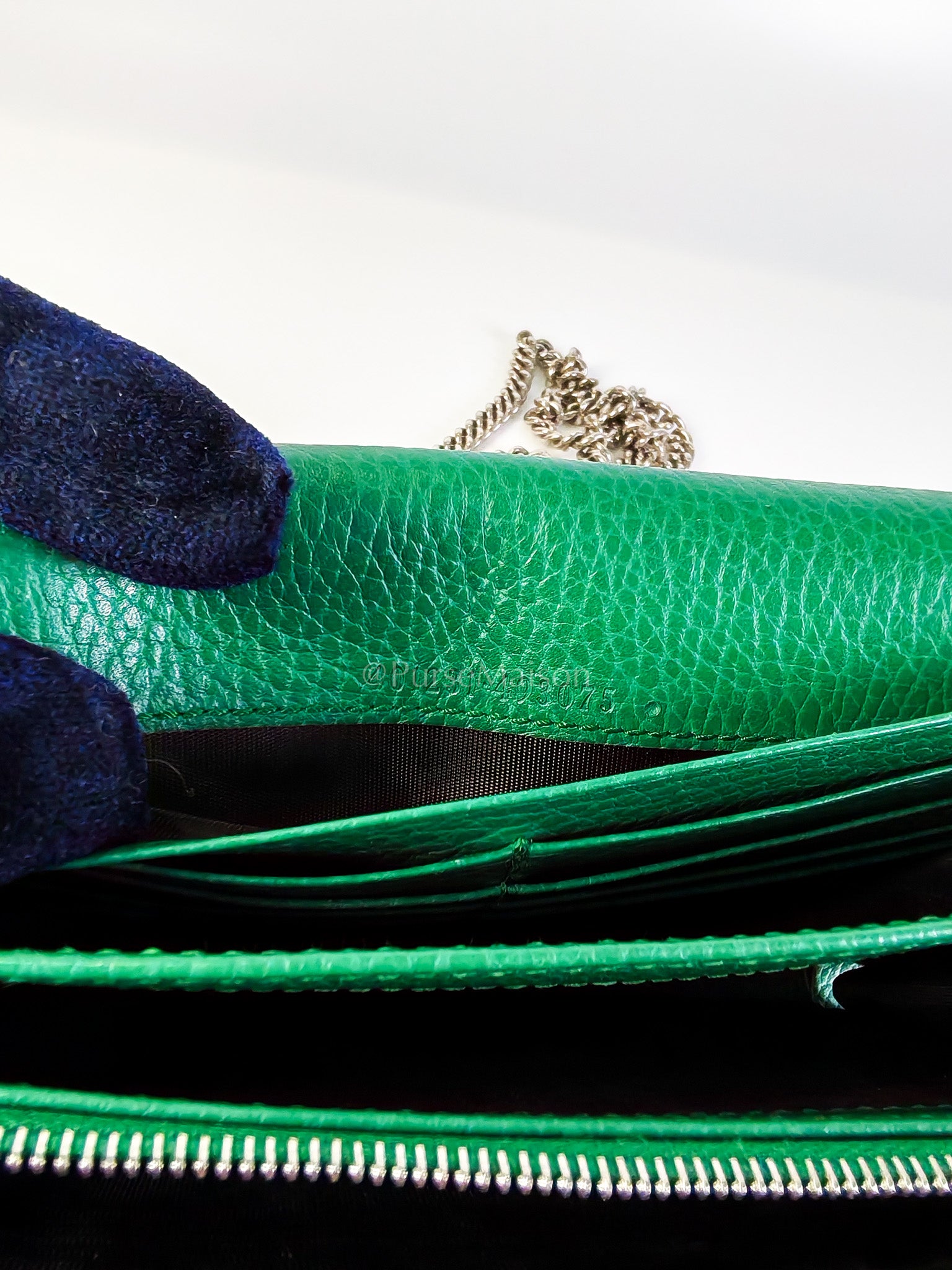 Dionysus Mini Chain Bag in Emerald Green Grained Leather Chain Bag | Purse Maison Luxury Bags Shop